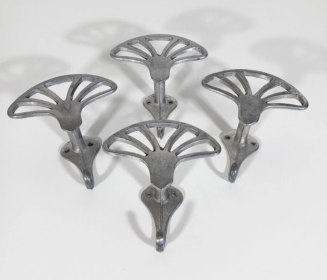 Set of coat hooks - Coat hanger design 1930 - Aluminium - Four coat racks.