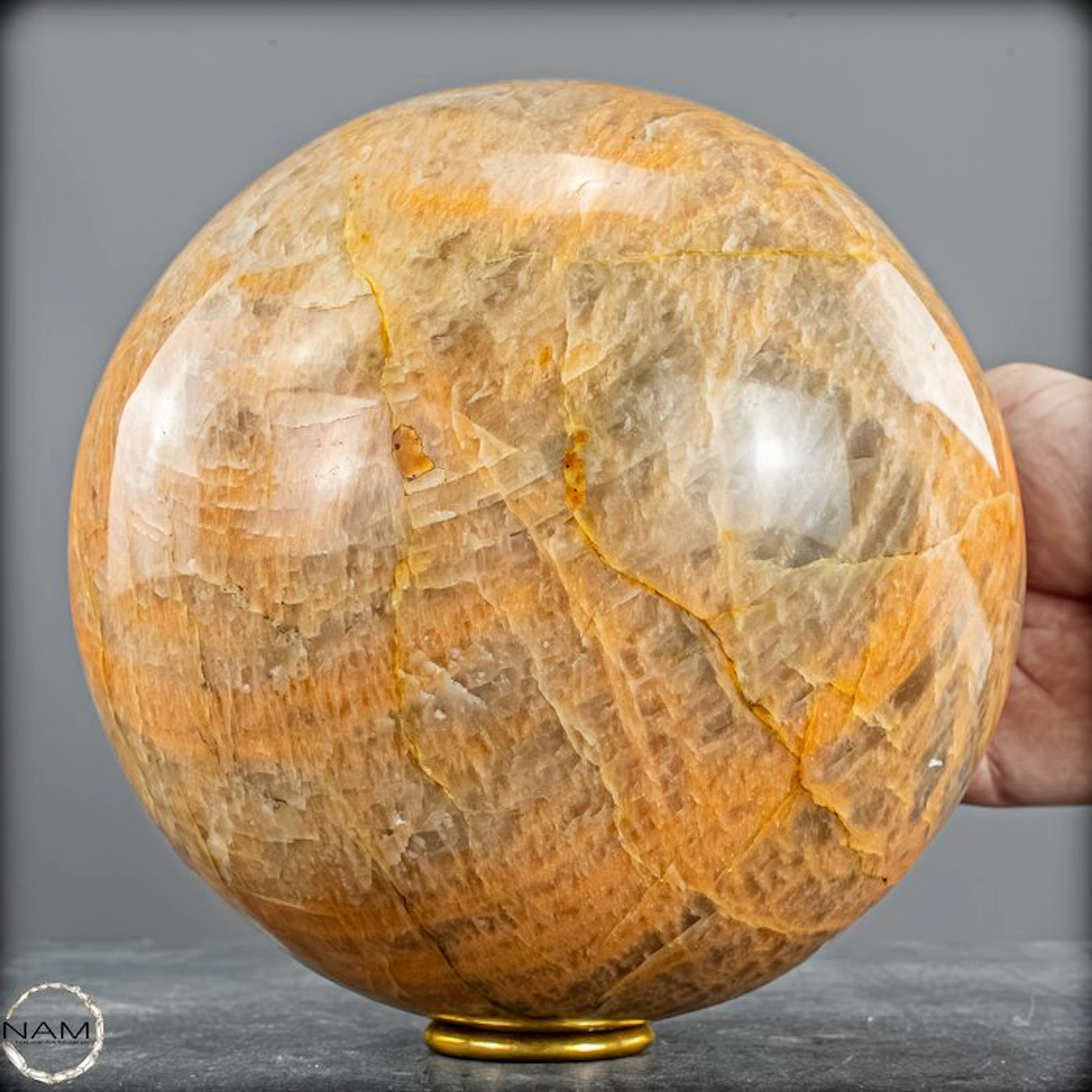 Rare Top Quality Peach Moonstone Sparkling Sphere- 7124.52 g