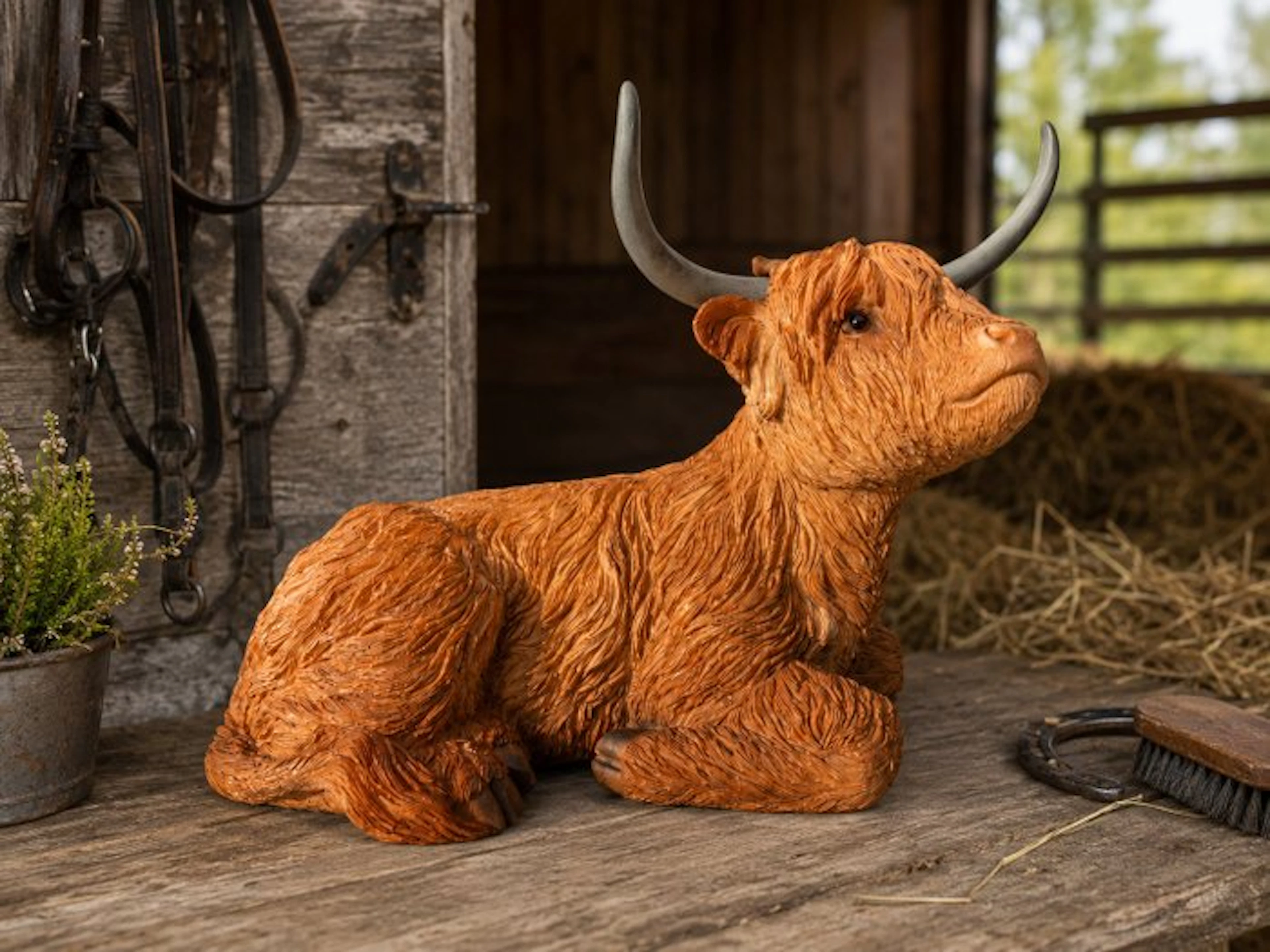 Statue, Schotse hooglander - 24 cm - polyresin