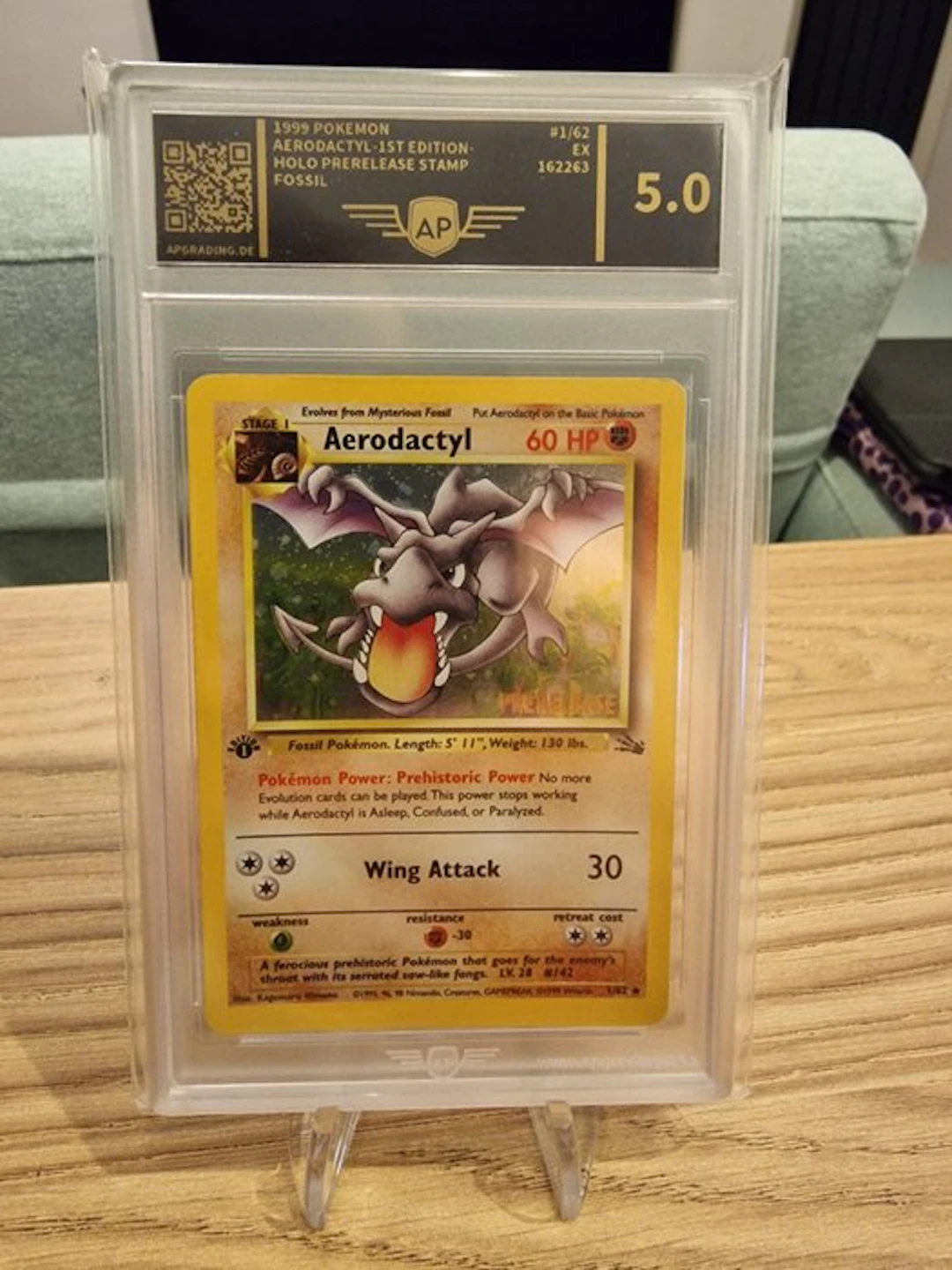 Pokémon - 1 Graded card - Aerodactyl 1/62 Pre-release