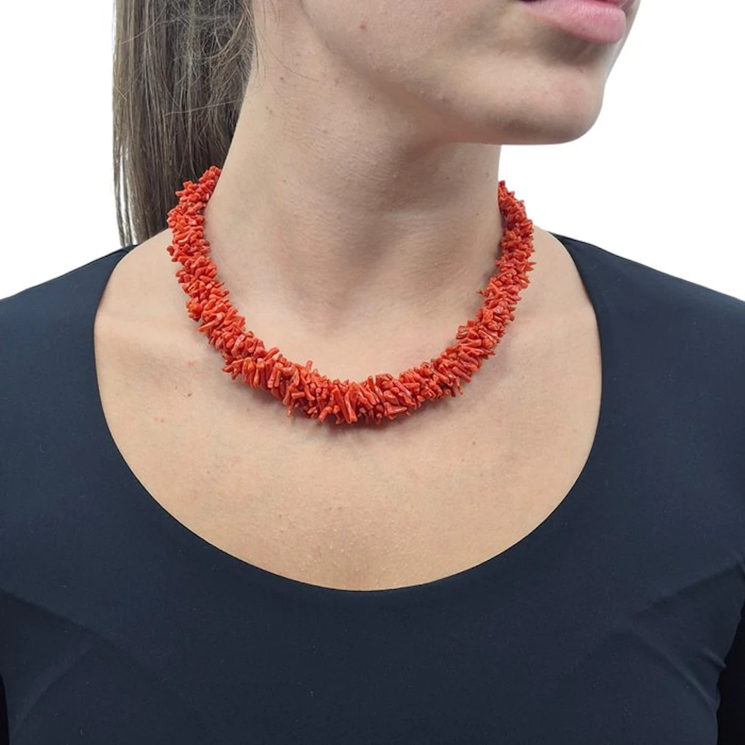 Coral - Steel - Necklace - CORALLO MEDITERRANEO