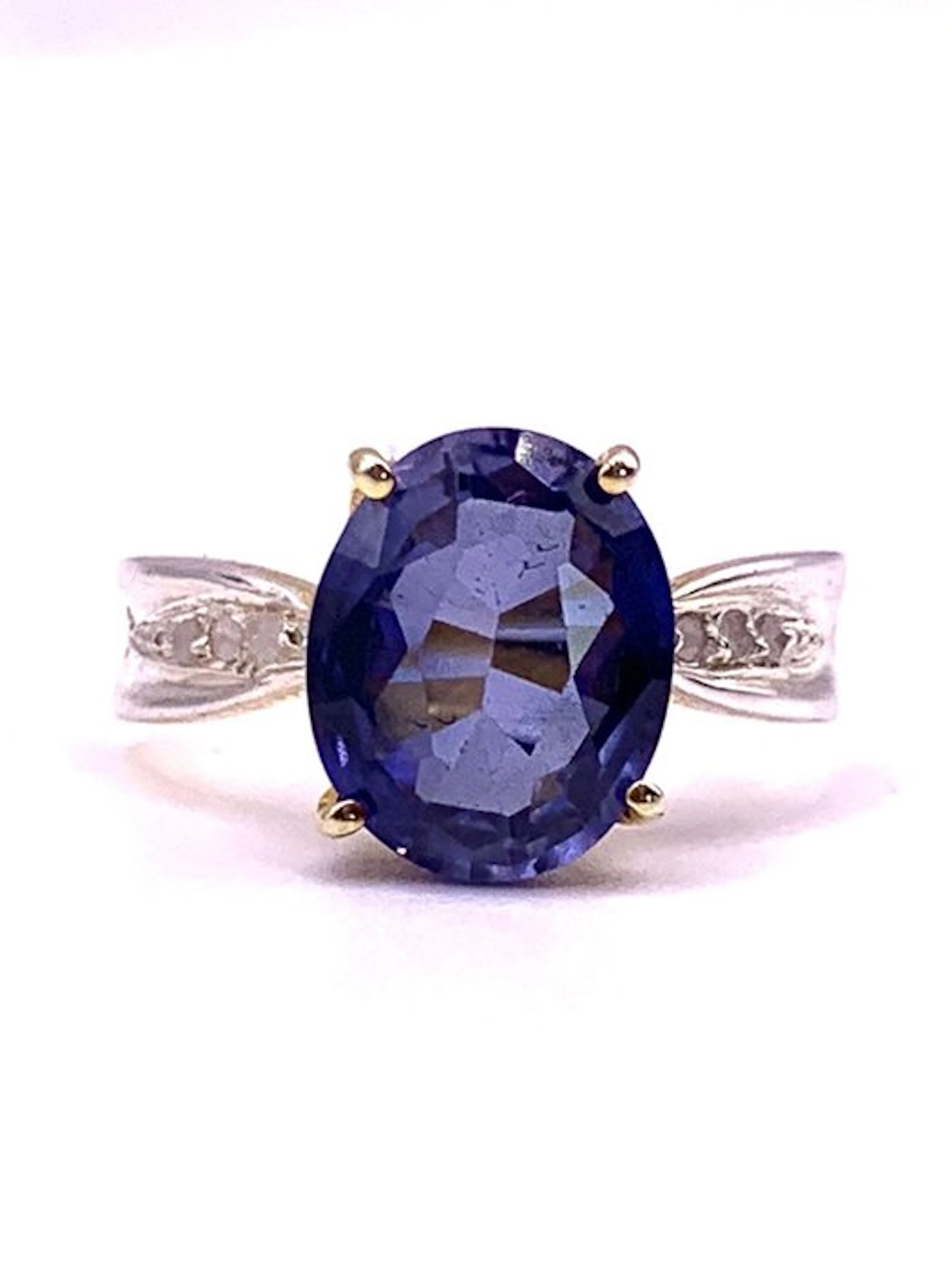 No reserve price - Ring - 9 kt. Yellow gold, Silver Sapphire - Diamond