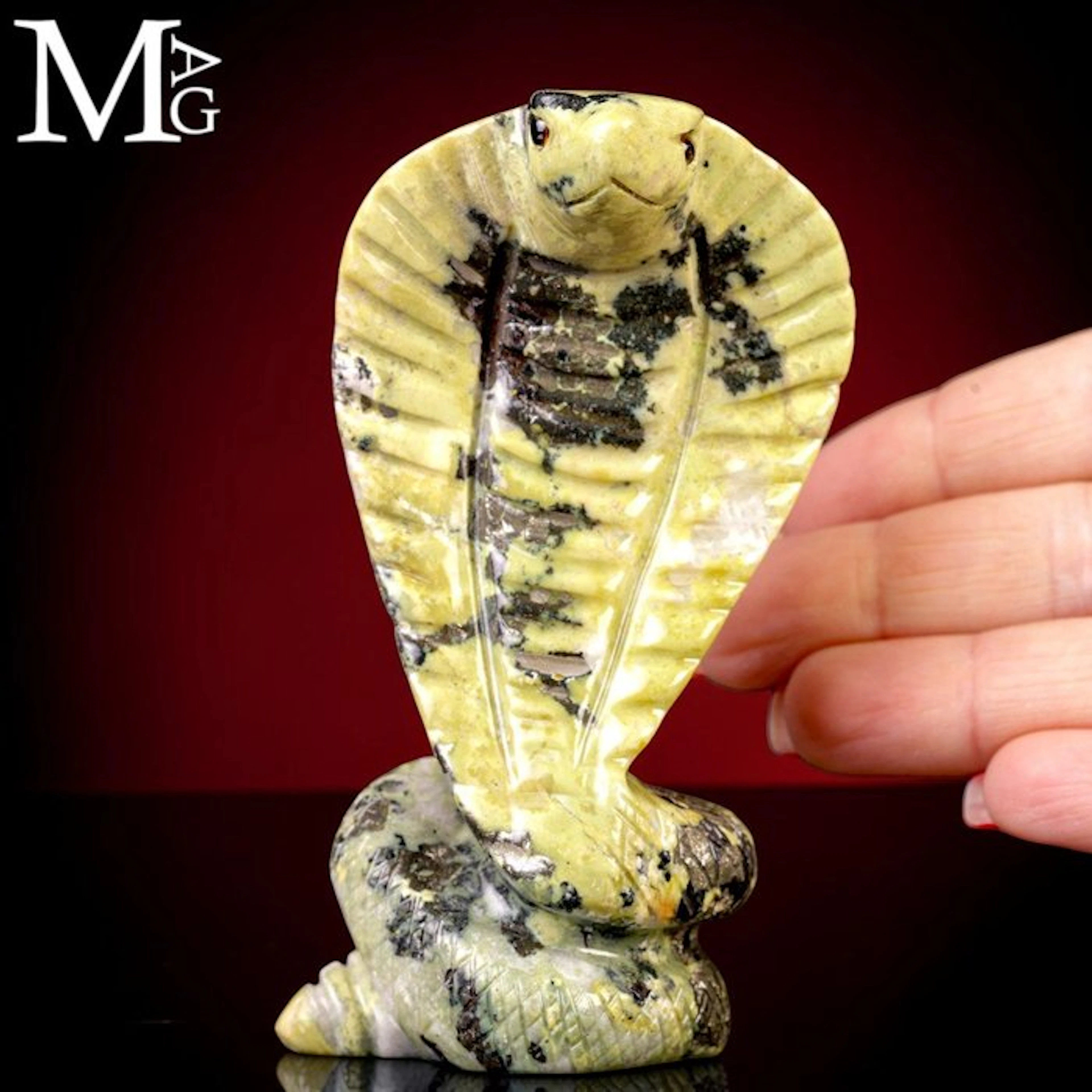 Serpentine & Pyrite Cobra Sculpture Guardian of Earth and...
