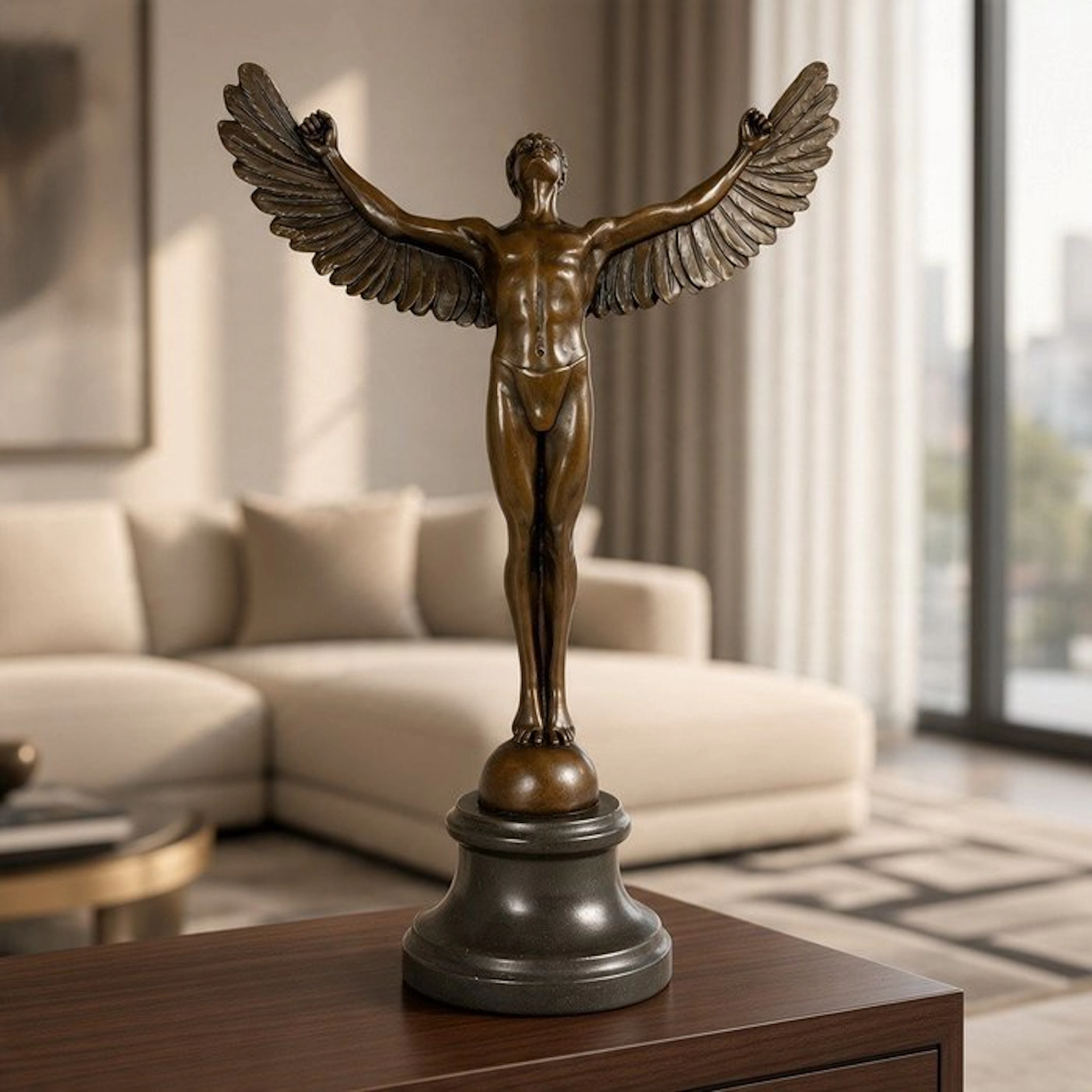 Césaro - Sculpture, Icarus - 40 cm - Bronze, Marble
