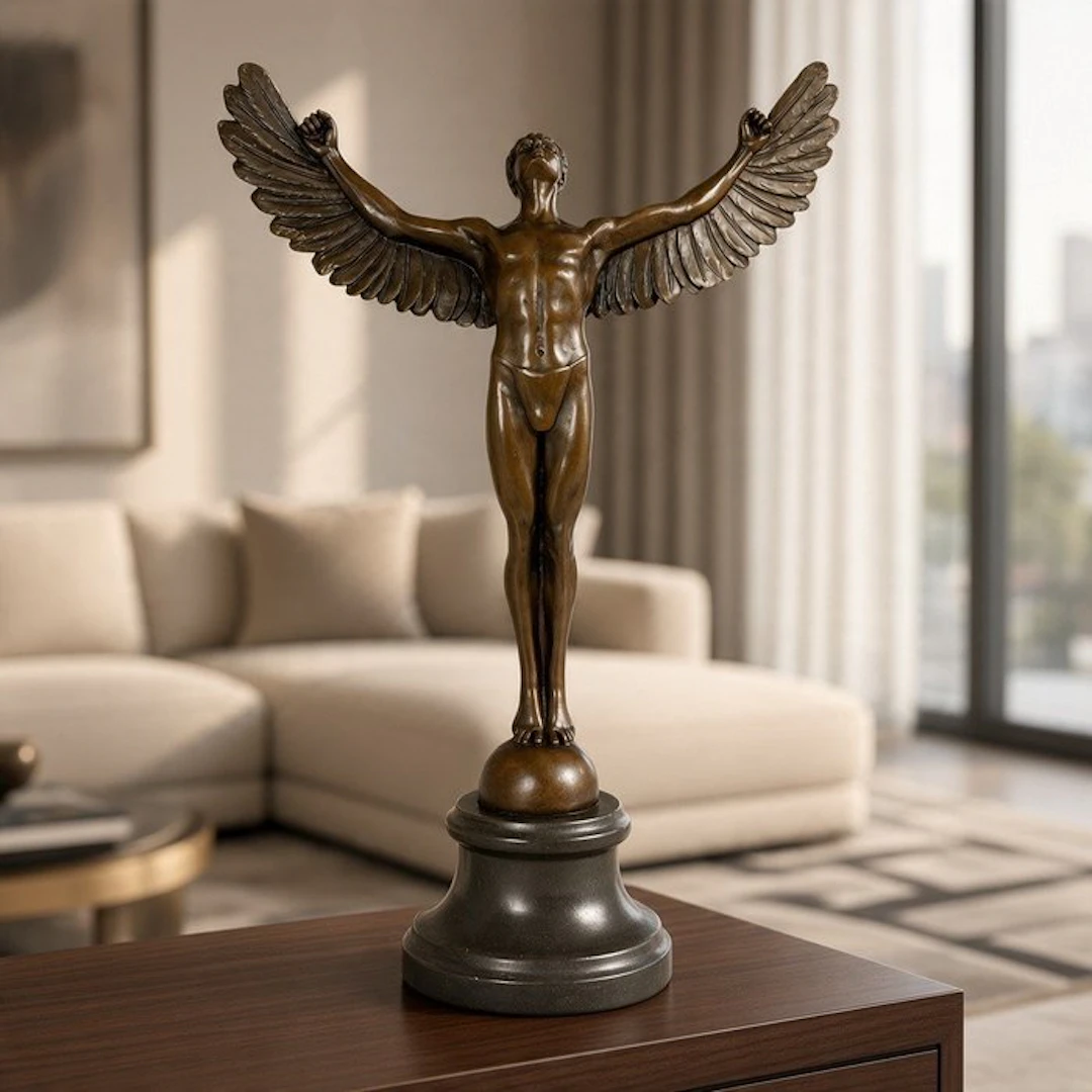 Césaro - Sculpture, Icarus - 40 cm - Bronze, Marble