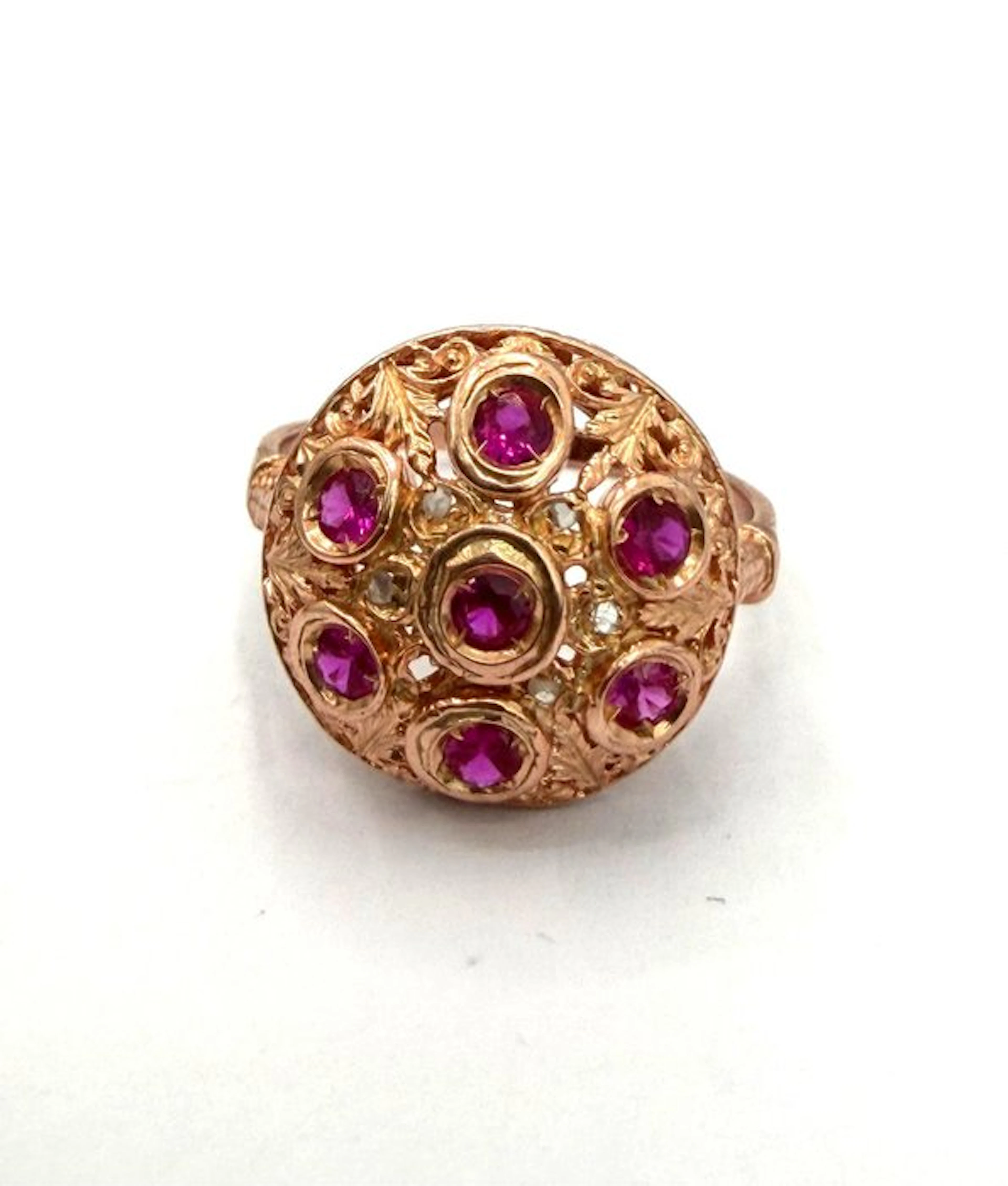 No reserve price - Ring - 9 kt. Rose gold, Silver Diamond (Natural)