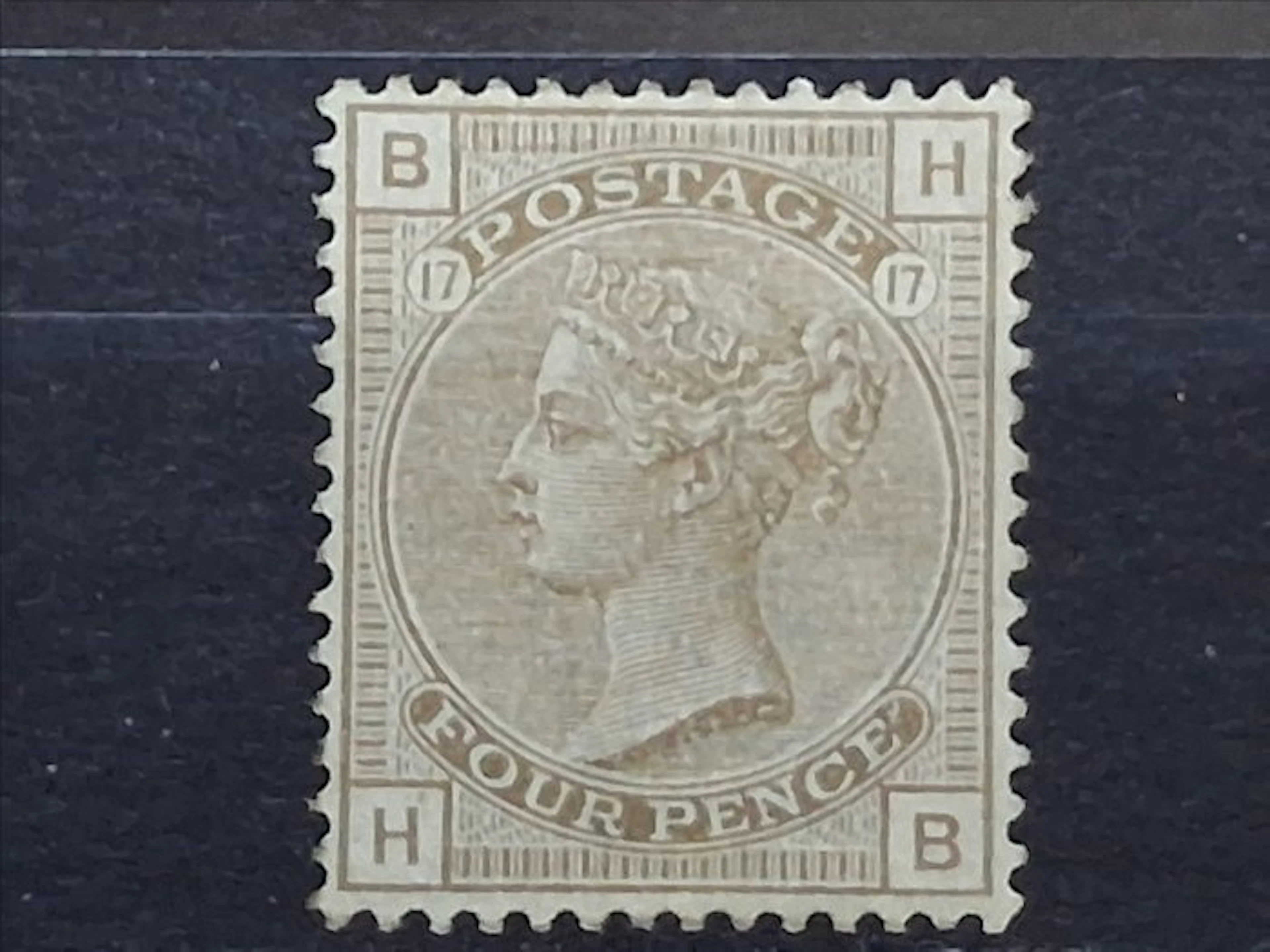 Great Britain 1880 - Queen Victoria, SG 160, plate 17, 6d grey-brown, Unused.