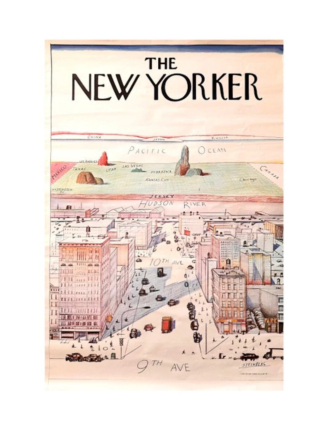 Steinberg - Original Large The New Yorker Affiche - 1976 - Steinberg