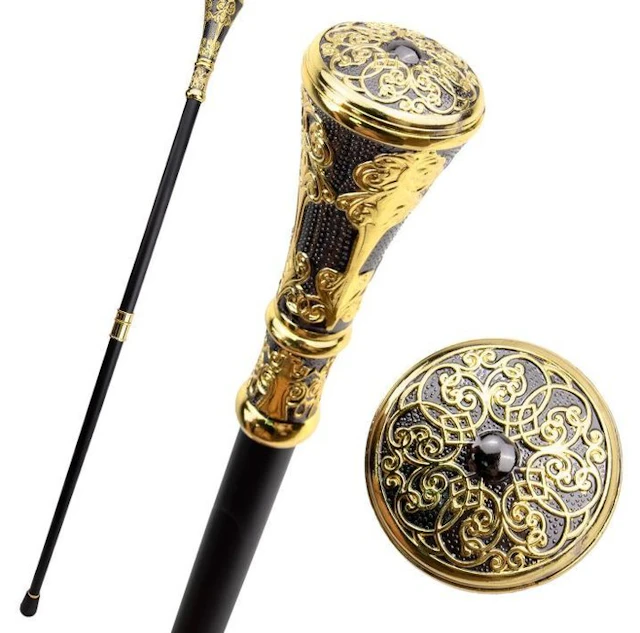 ART - Bastone da Passeggio floreale elegante Golden Black...