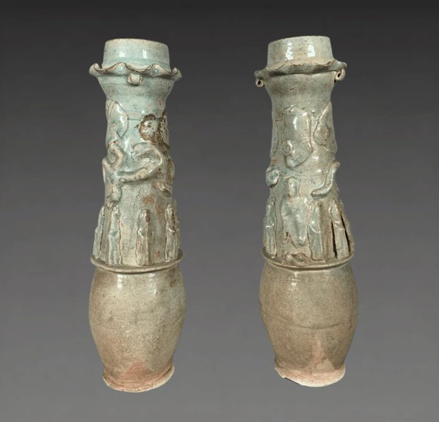 Ancient Chinese Stoneware Pair of Vases - Song Dynasty (960 - 1127 A.D) - 50 cm
