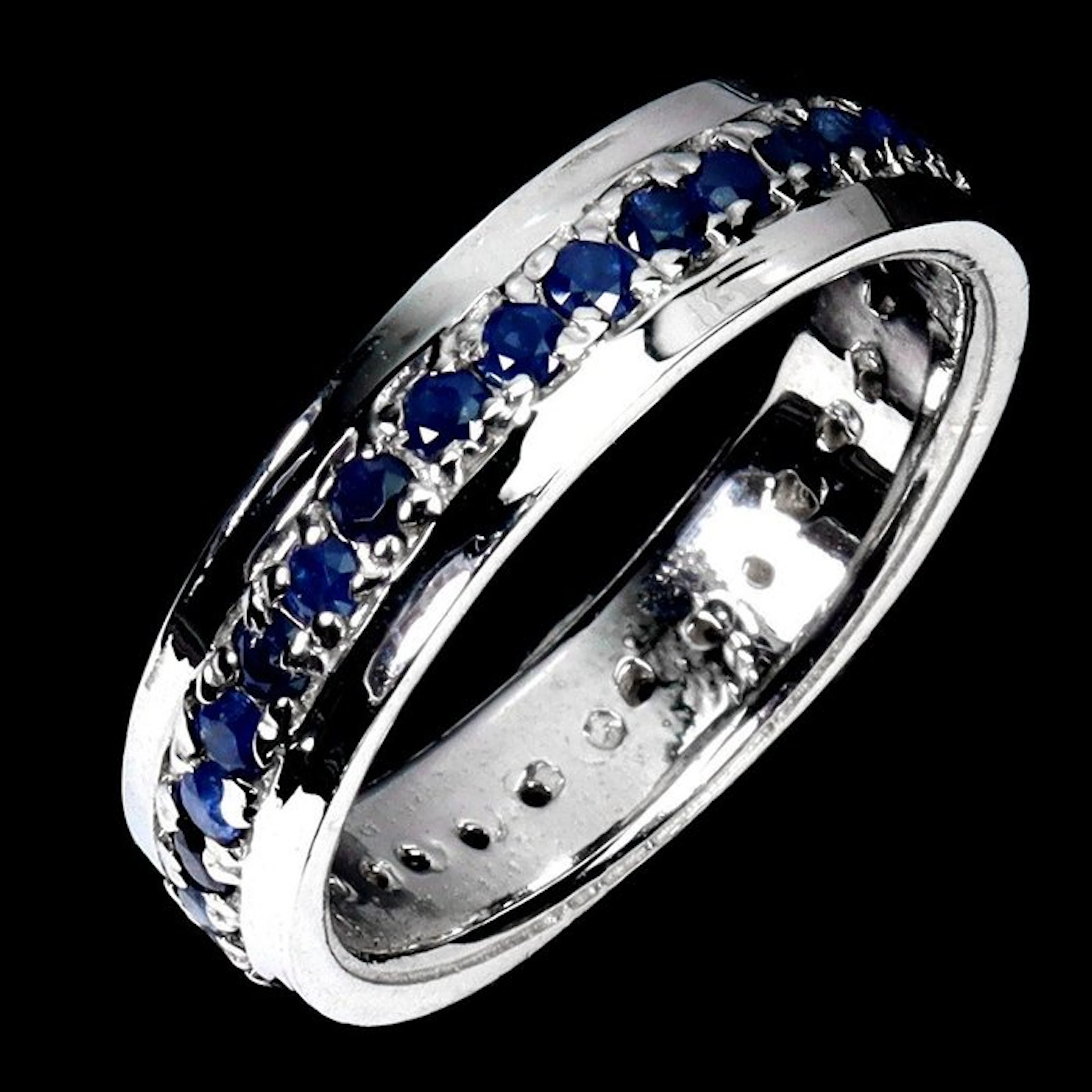 No reserve price - Ring 925 Silver, 14K White Gold plated - Blue Sapphire