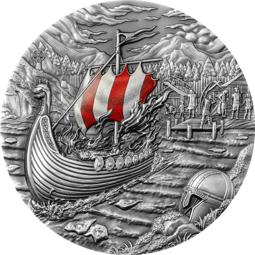 Palau. 5 Dollars 2021 Vikings Afterlife Rites of Passage 2 Oz, (.999)