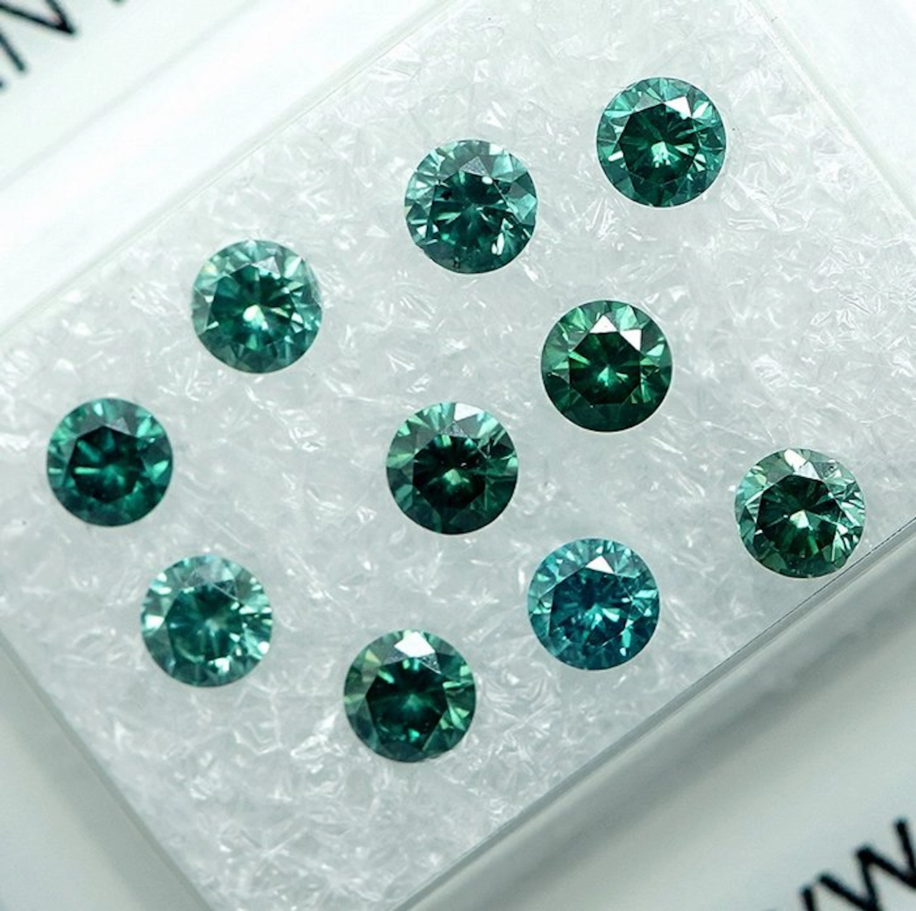 10 pcs Diamond (Colour-treated) - 1.09 ct - Round - Fancy intense Blue - SI1