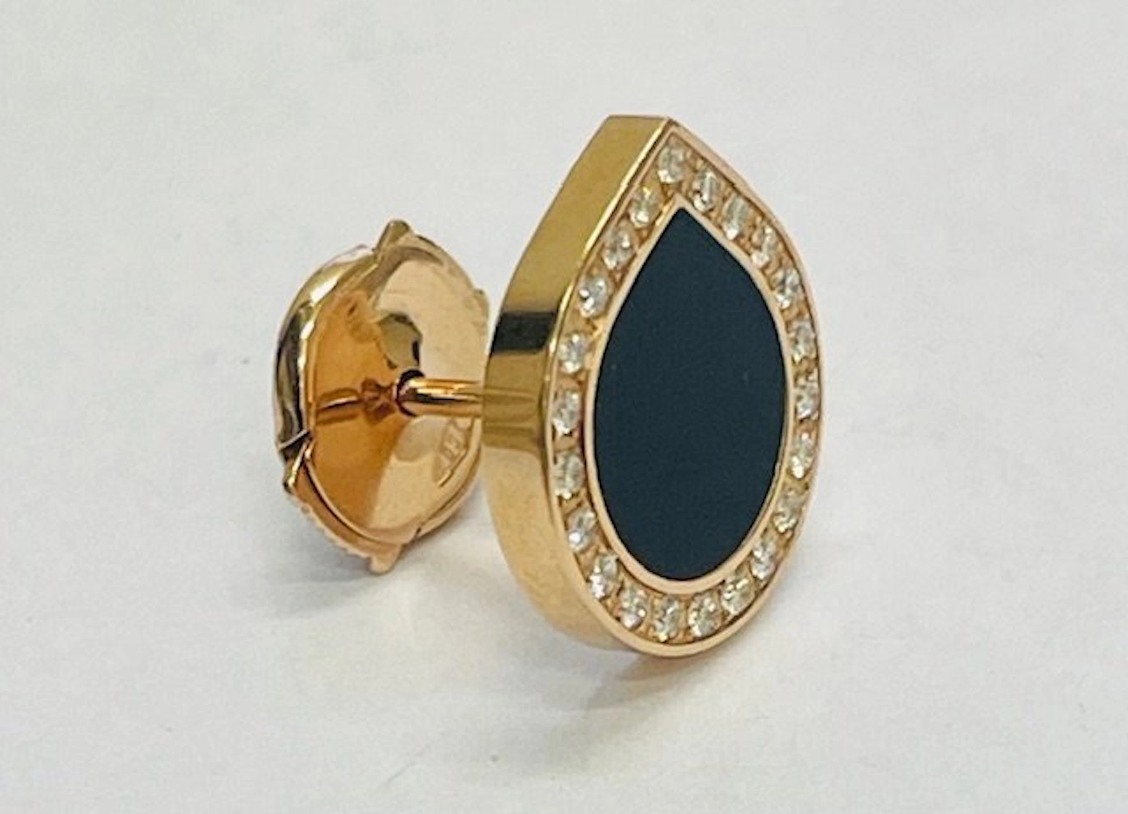 Repossi - Stud earrings - 18 kt. Rose gold Onyx - Diamond