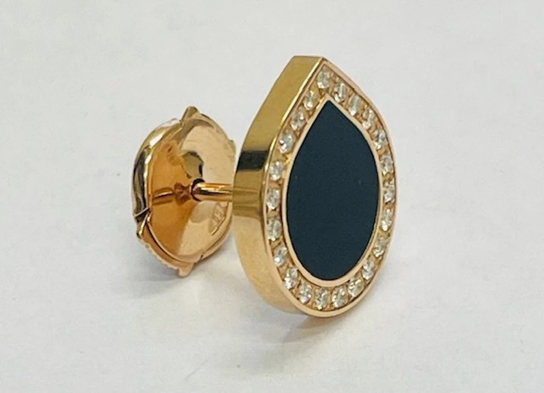 Repossi - Stud earrings - 18 kt. Rose gold Onyx - Diamond