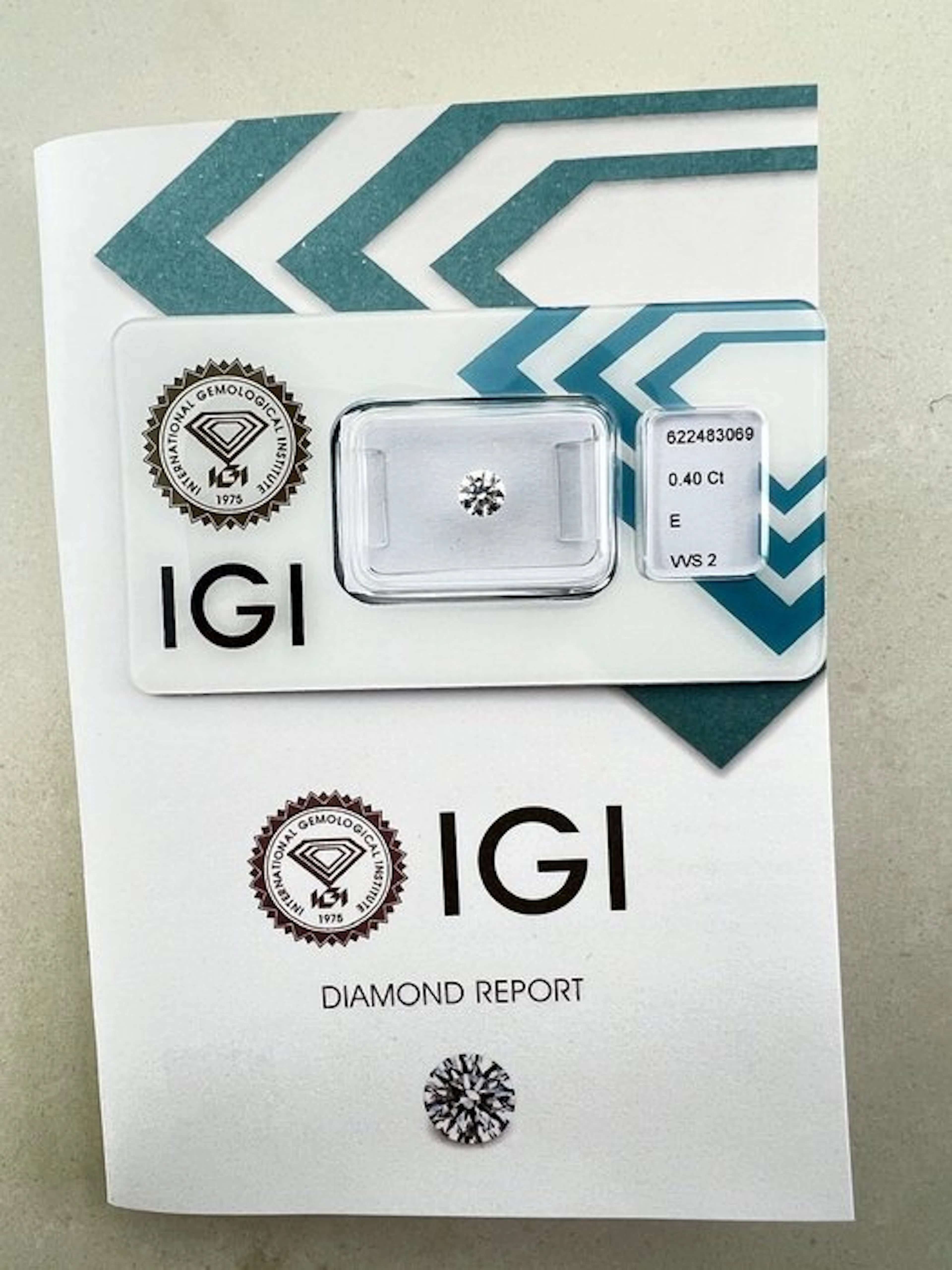 1 pcs Diamond (Natural) - 0.40 ct - Round - E - VVS2...