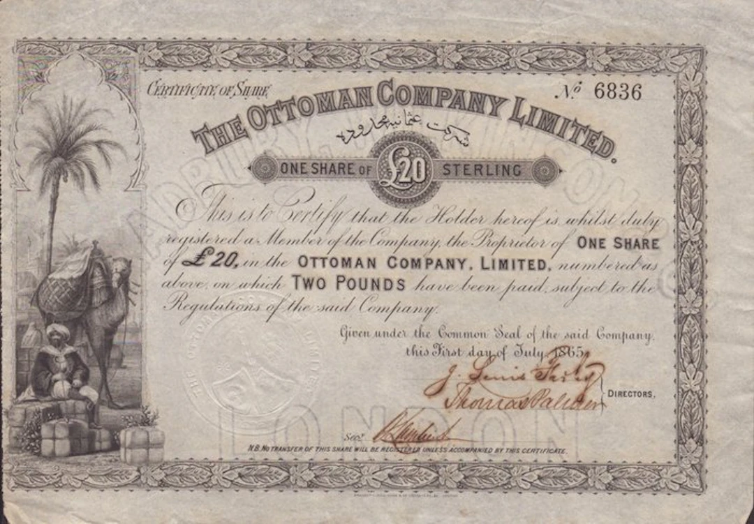 Turkey. The Ottoman Company 1865 (No reserve price)