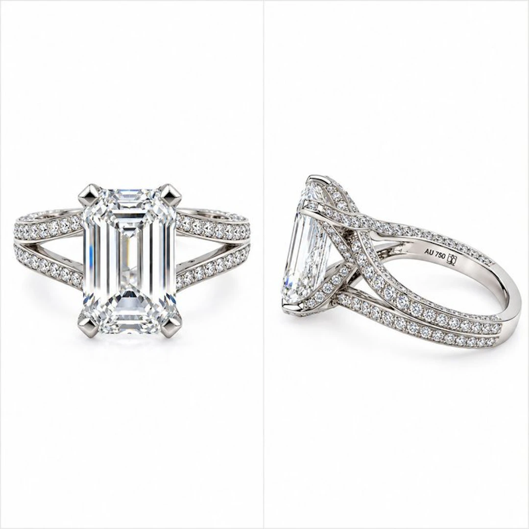 Ring - 18 kt. White gold - 6.02ct. tw. Diamond (Lab-grown) - Diamond
