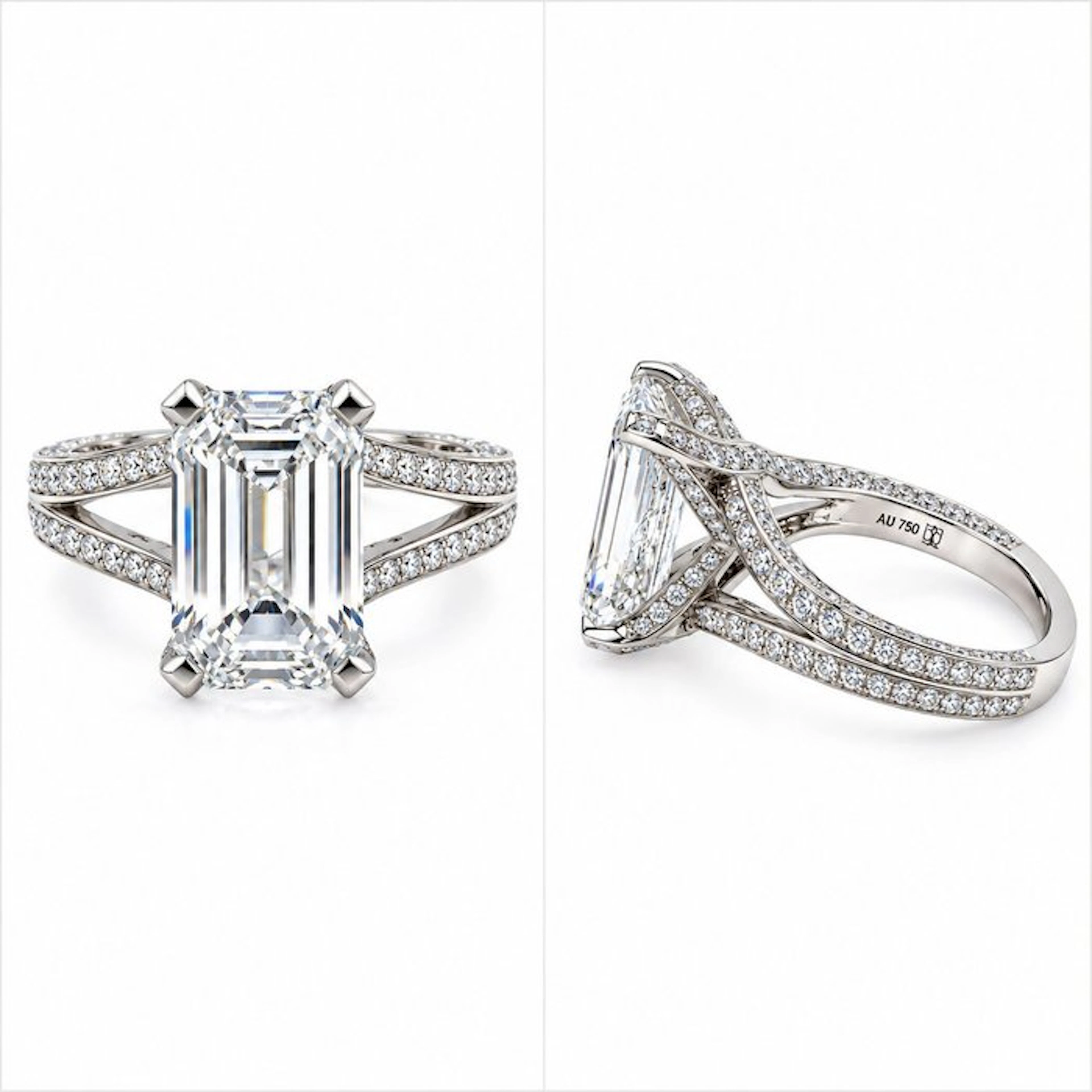 Ring - 18 kt. White gold - 6.02ct. tw. Diamond (Lab-grown) - Diamond