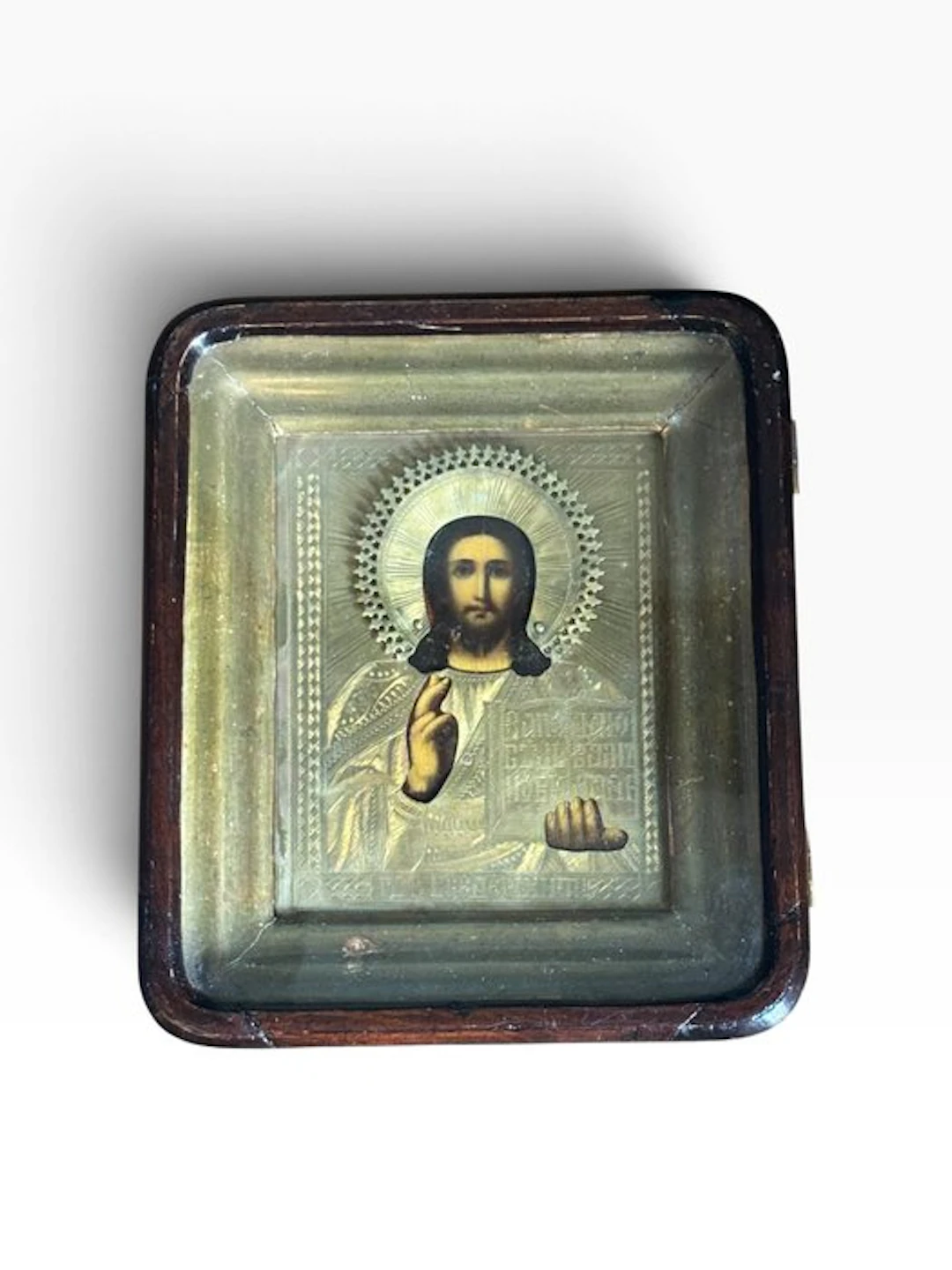 Icon - Christ Pantocrator - wood and glass and brass