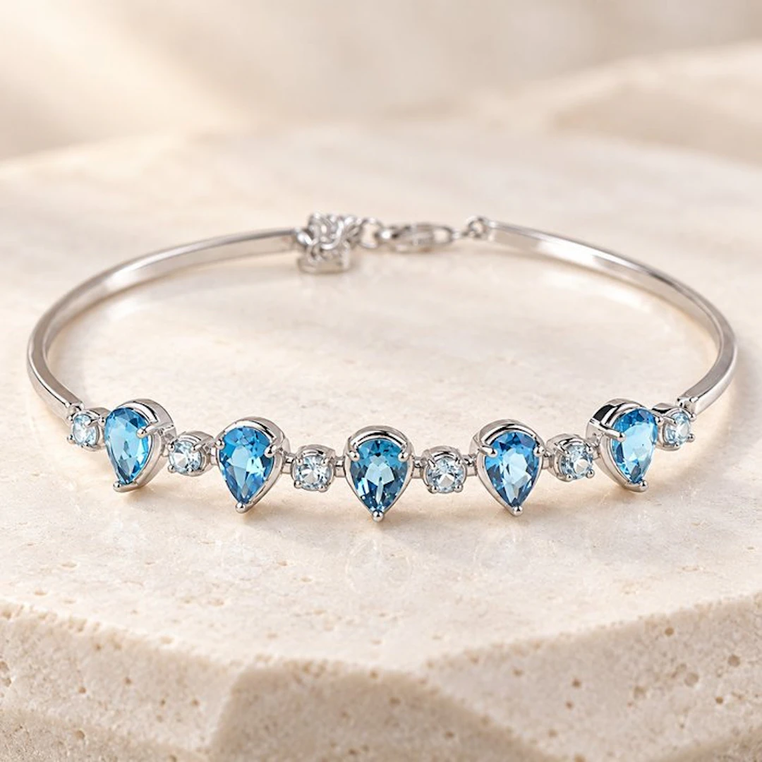 No reserve price - Bracelet Silver - Topaz - Certified