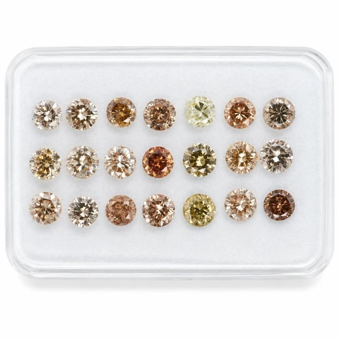 No reserve price - 21 pcs Diamond (Natural coloured) - 1.12 ct - Round - Faint
