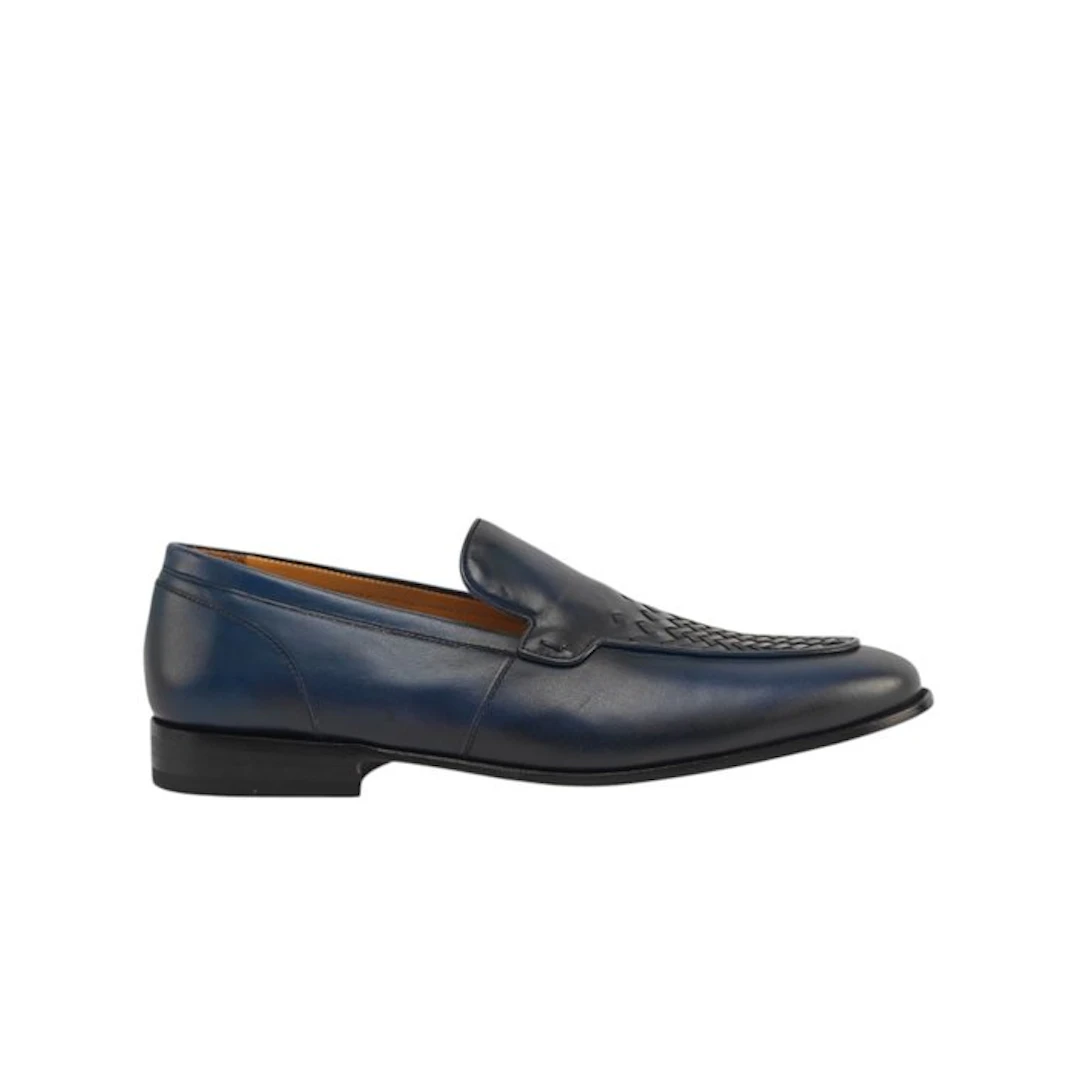 TESTONI - 8 UK - 42 IT - "Camogli" Blue Loafer Woven Calf...