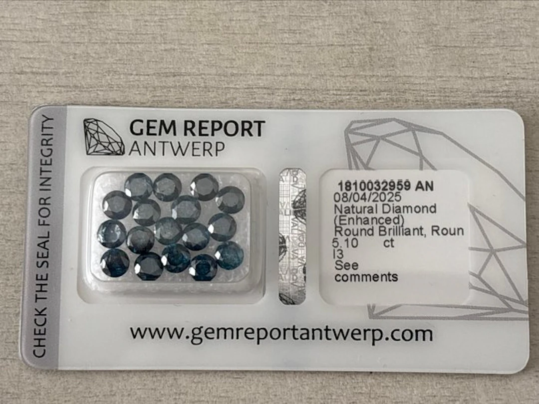 17 pcs Diamond (Natural) - 5.10 ct - Round - I3 - Gem Report Antwerp (GRA)
