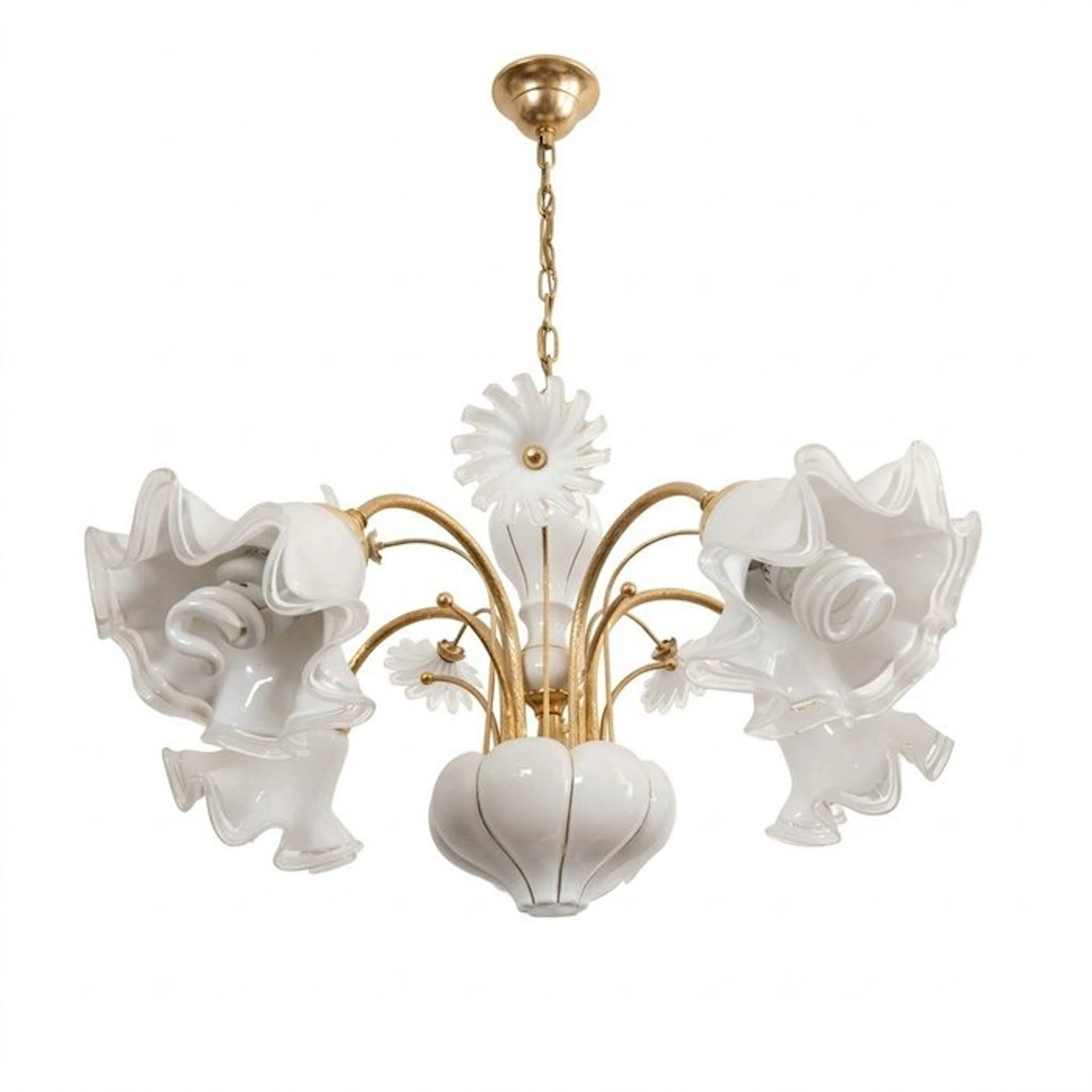 Chandelier - Gilt brass, Murano glass