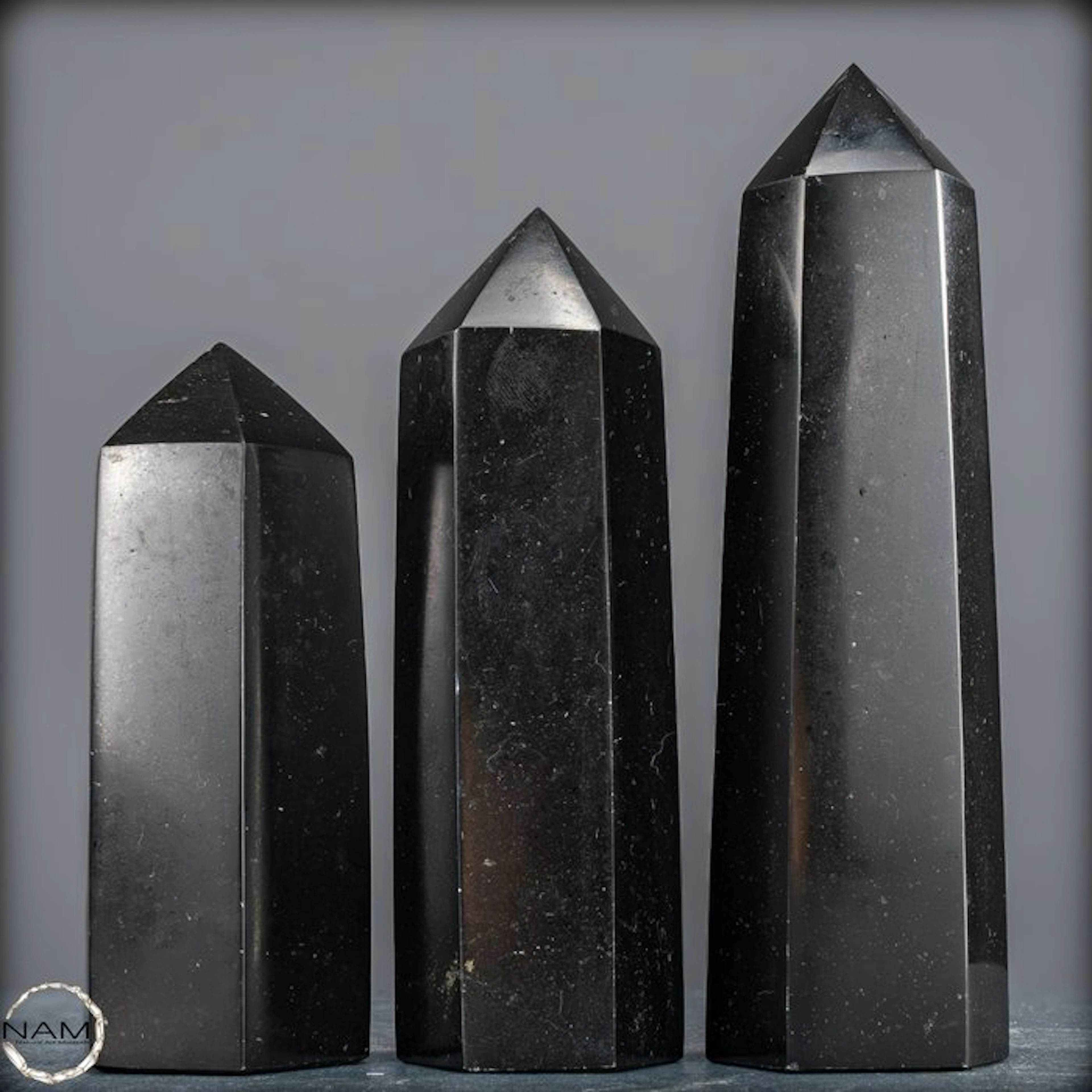 Black Tourmaline Obelisk Set – 3 powerful natural stone...