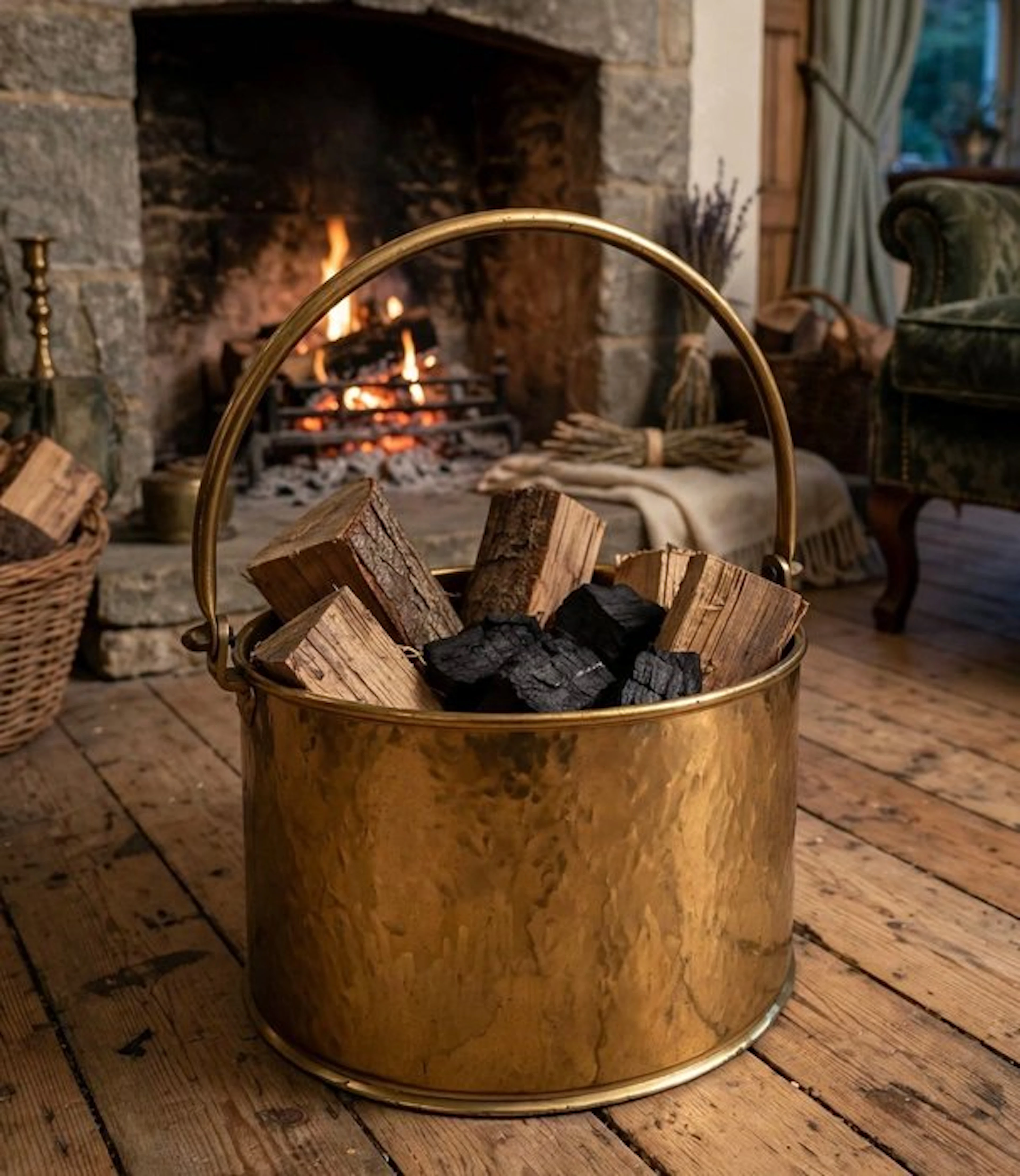 Basket - Copper, Brass - coal scuttle - flower holder