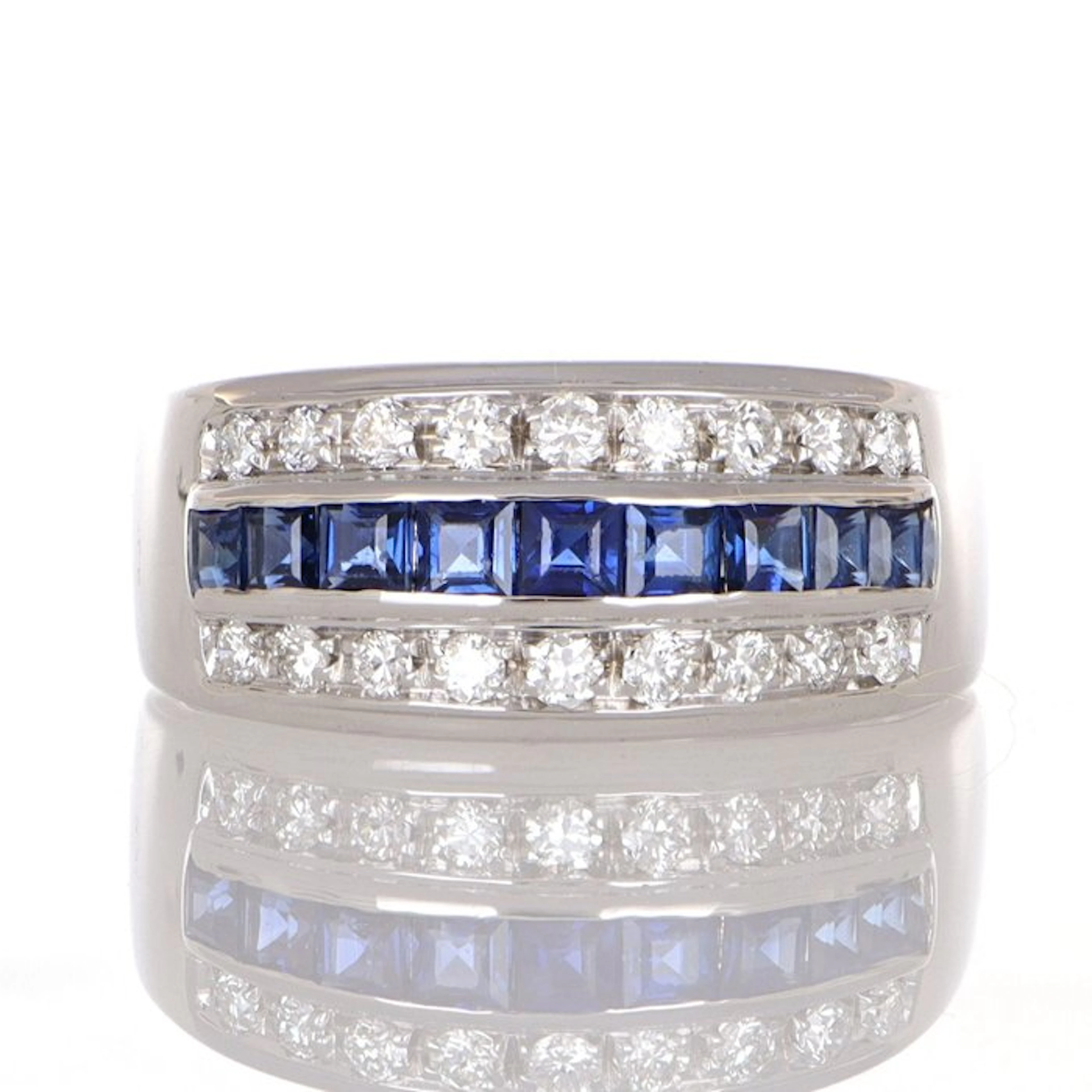 No reserve price - Ring - 18 kt. White gold Sapphire - Diamond