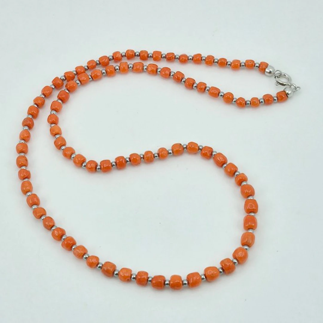Coral - Silver - Necklace - CORALLO MEDITERRANEO