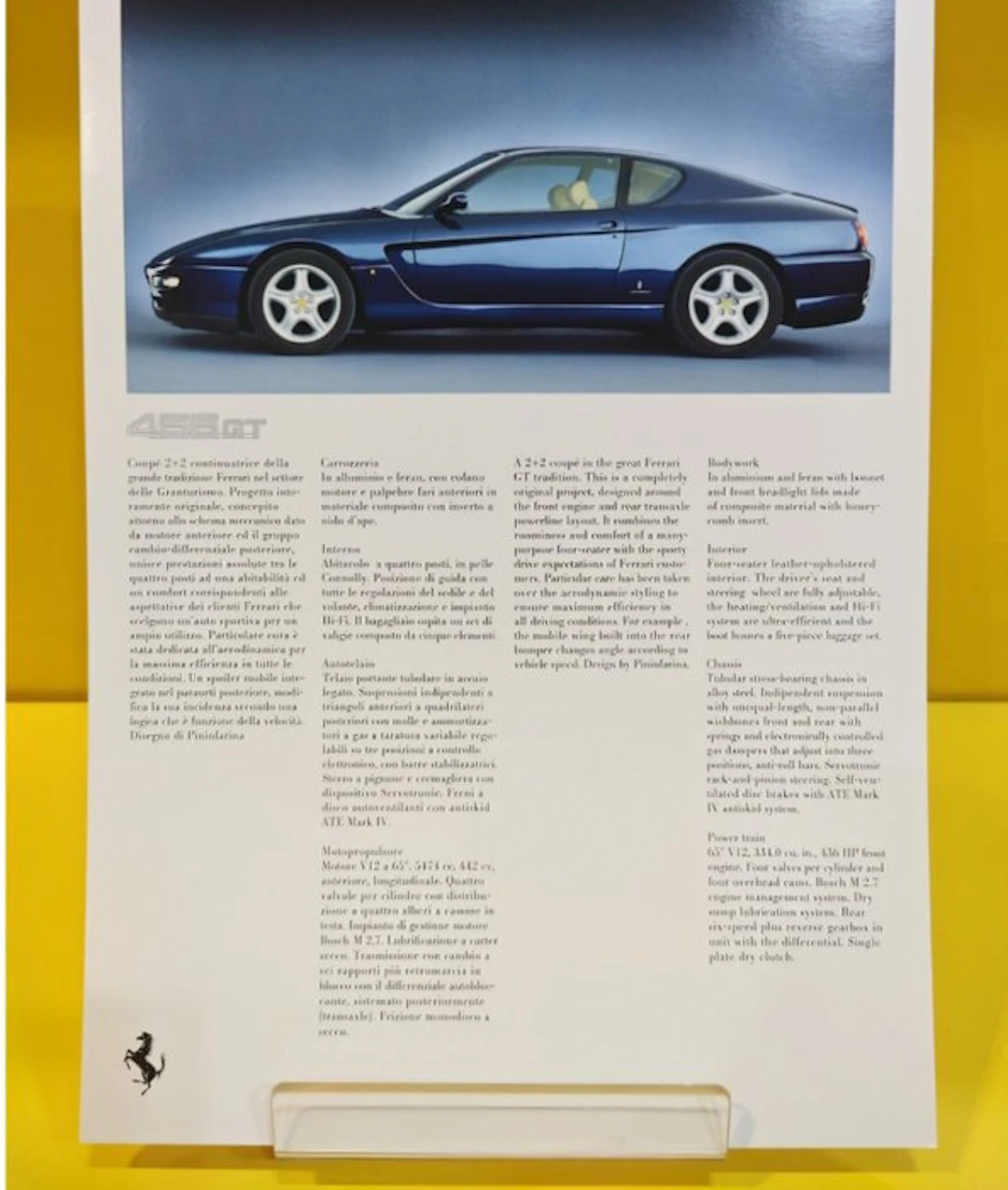 Ferrari 456 Gt dati tecnici 936/95 10 M Orginale Ferrari - 1995-1995