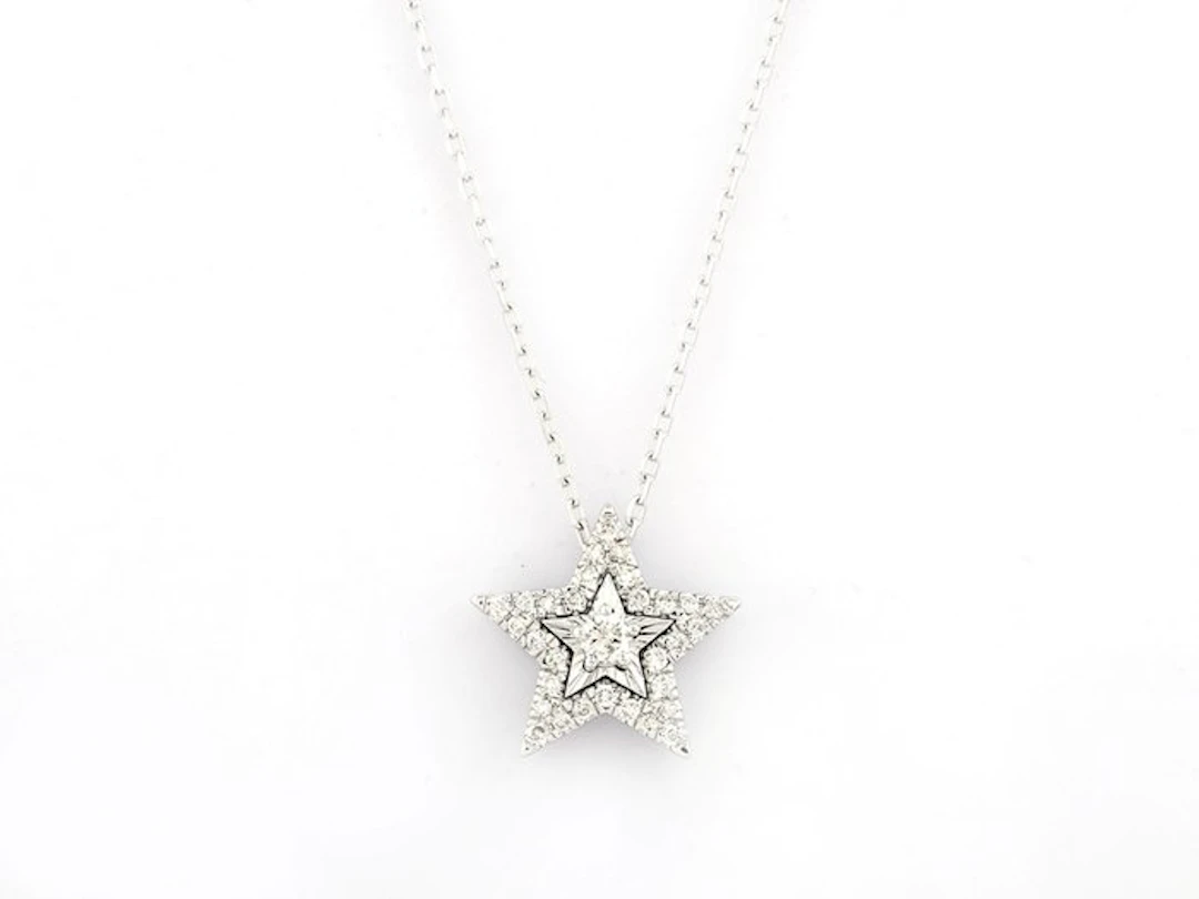 Necklace with pendant - 14 kt. White gold - 0.27ct. tw. Diamond (Natural)