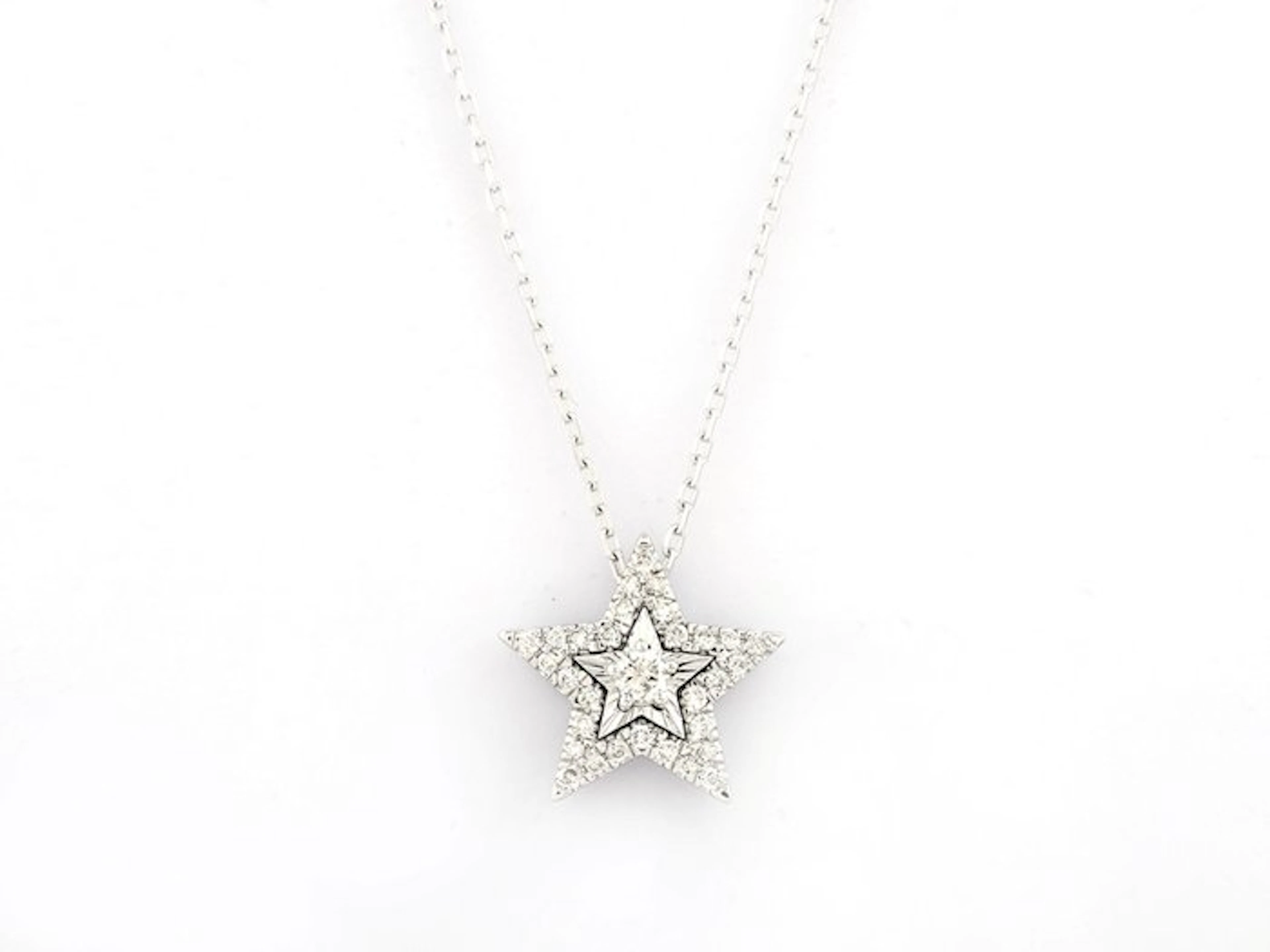 Necklace with pendant - 14 kt. White gold - 0.27ct. tw. Diamond (Natural)