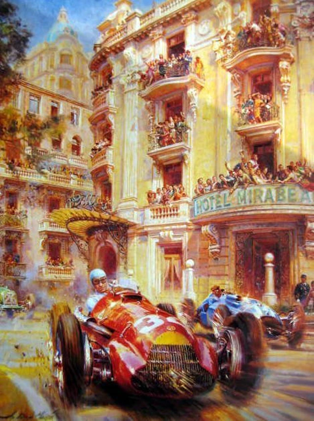 Alfa Romeo 158/Fangio - Talbot-Lago/Etancelin past hotel...