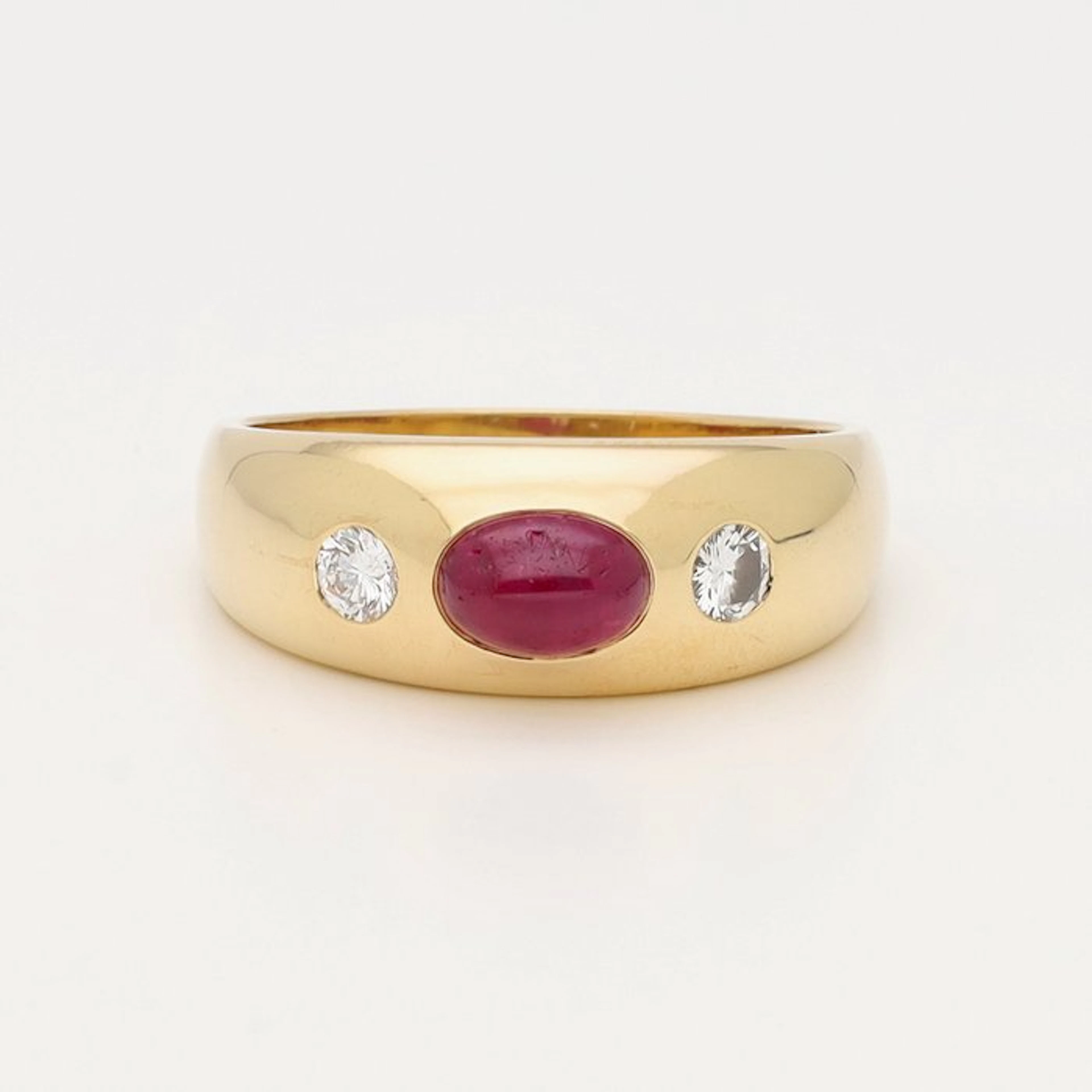 Ring - 18 kt. Yellow gold Ruby - Diamond
