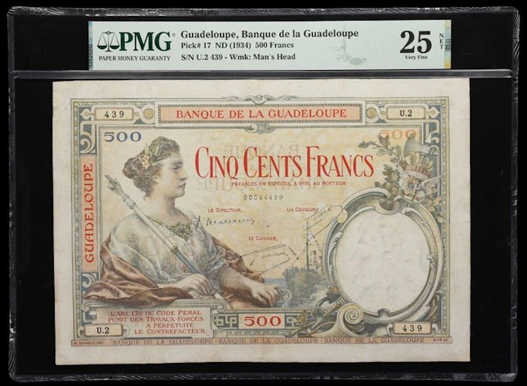 Guadeloupe. - 500 Francs - ND (1934) - Pick 17
