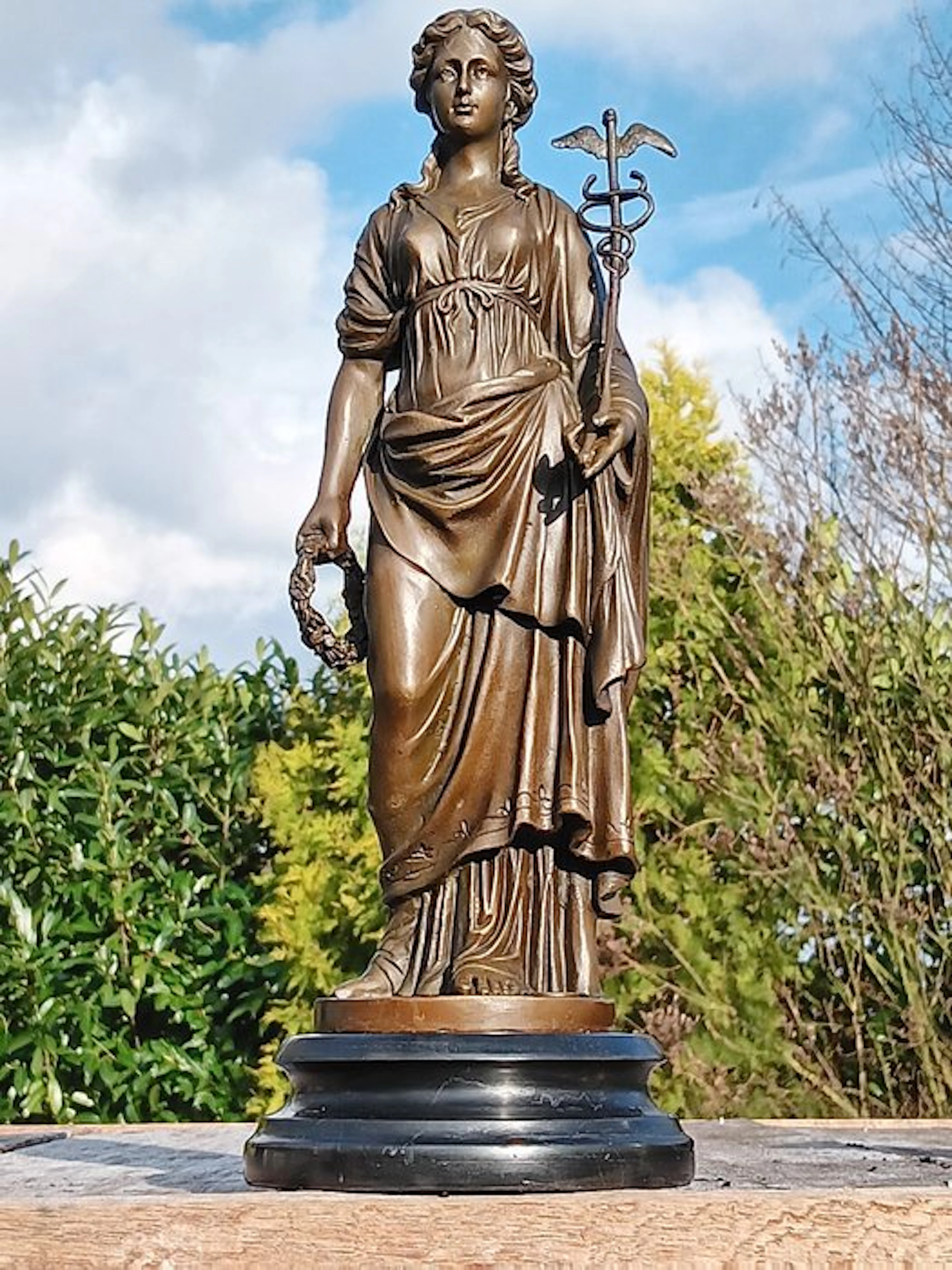 Statue, athena godin van de wijsheid - 34 cm - bronze marble