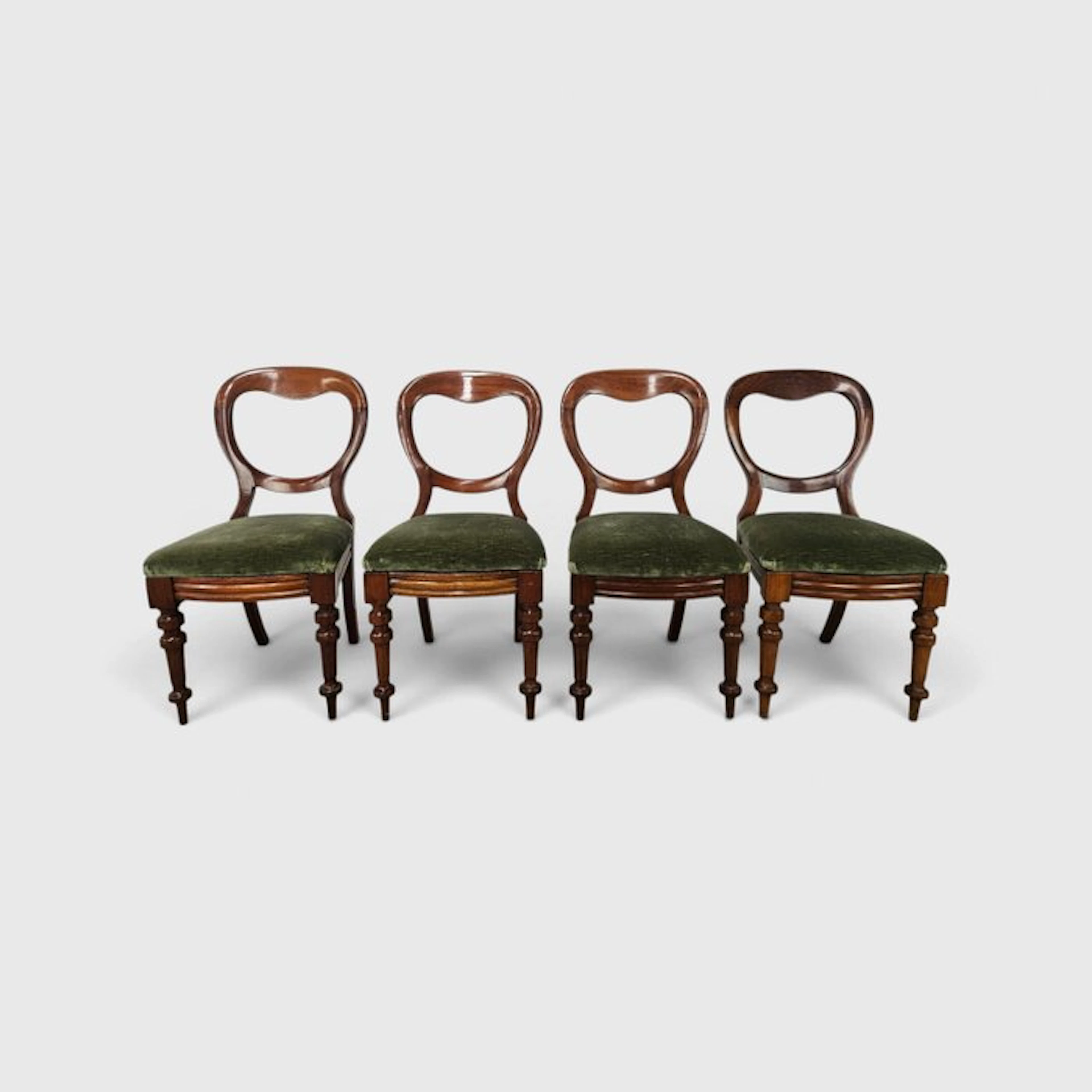 Chair (4) - Antique wooden chairs from the late 1800s. - Wood, Textile