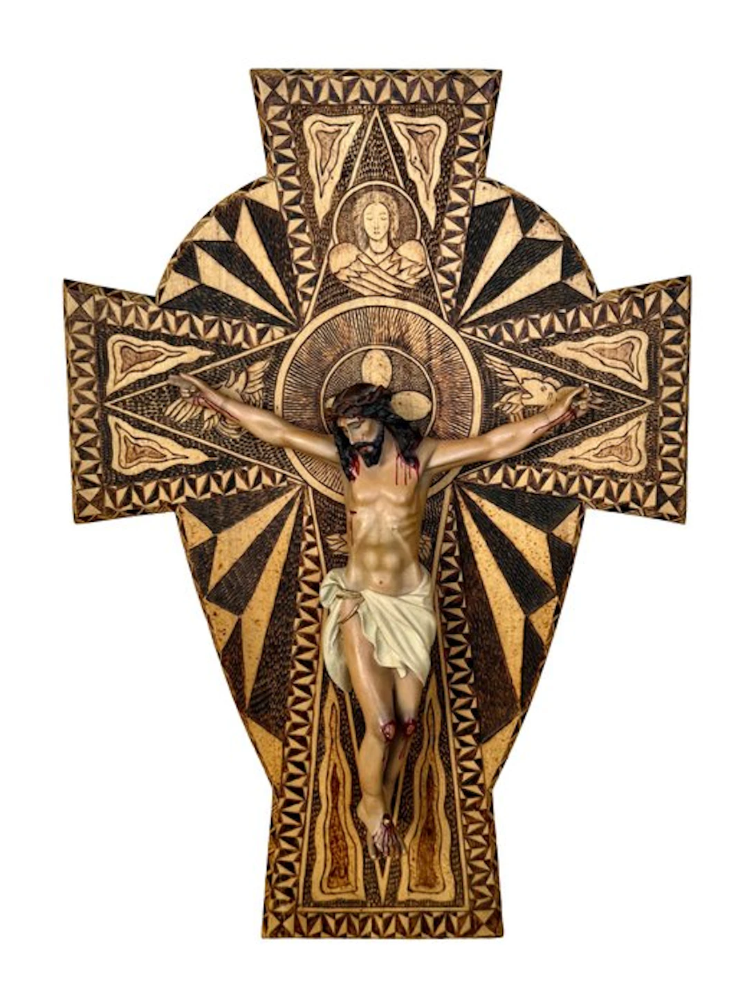 Crucifix - Wood - Twentieth Century - 56 cm