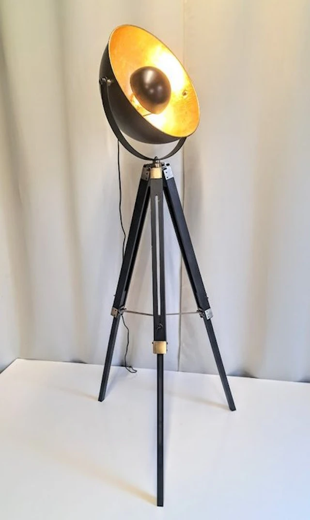Uplighter floor lamp - Height adjustable - metal, wood