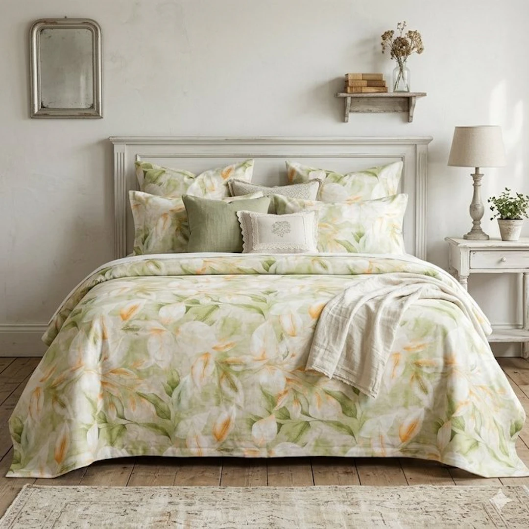 BA164 - Floral bedspread - Ready-to-use – Watercolor...
