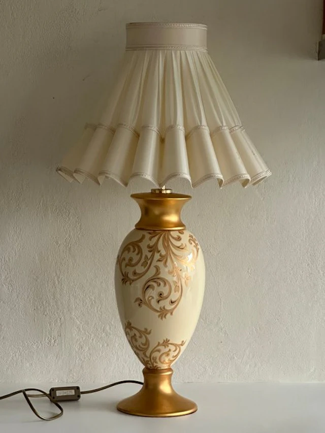 Chique Hoge Tafellamp / Vloerlamp met een geplooide...