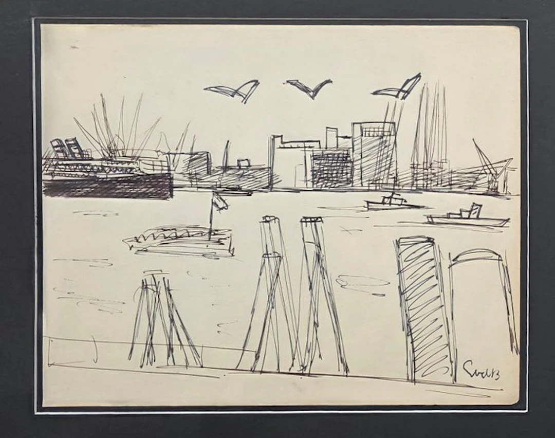 Siep Van Den Berg (1913-1998) - Rotterdamse haven gezicht...