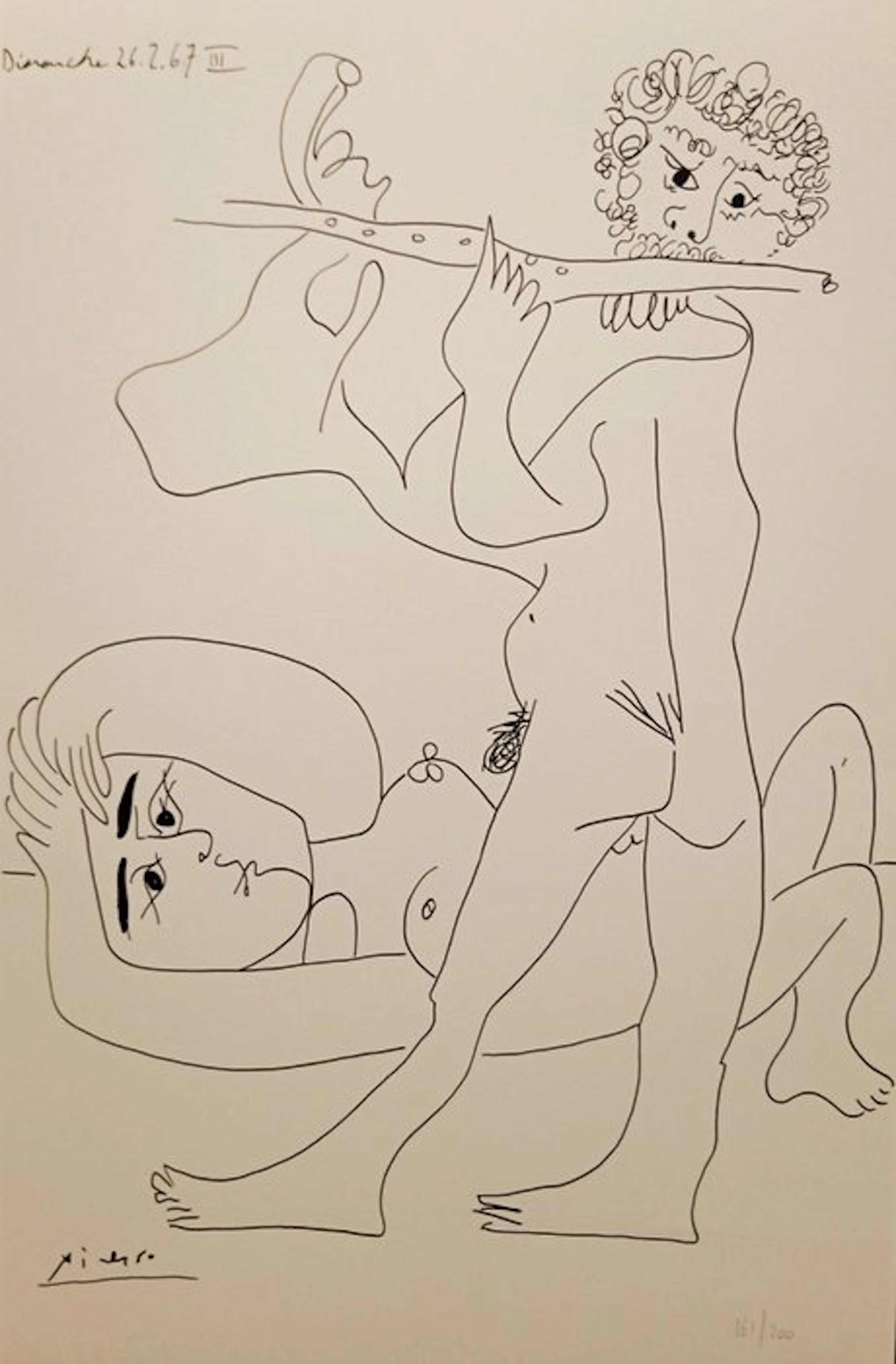 Pablo Picasso (1881-1973) - Composition cubiste - femme nue et musicien