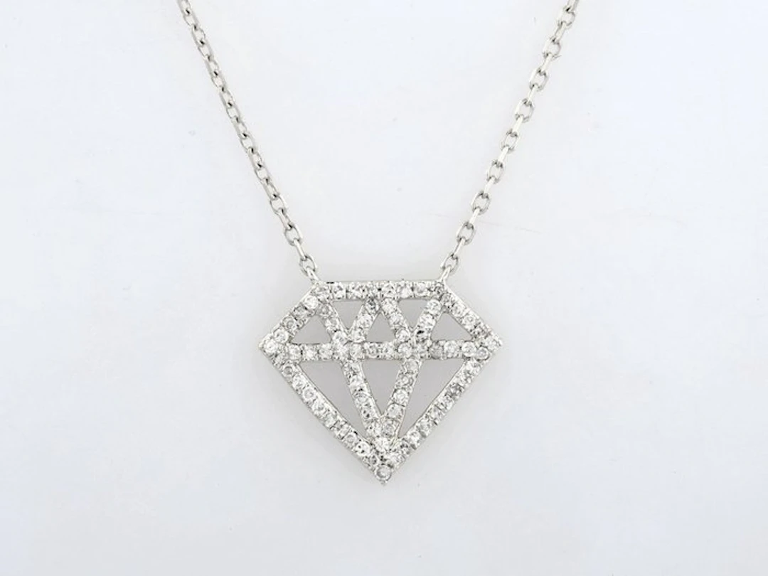 Necklace - 14 kt. White gold - 0.14ct. tw. Diamond (Natural)