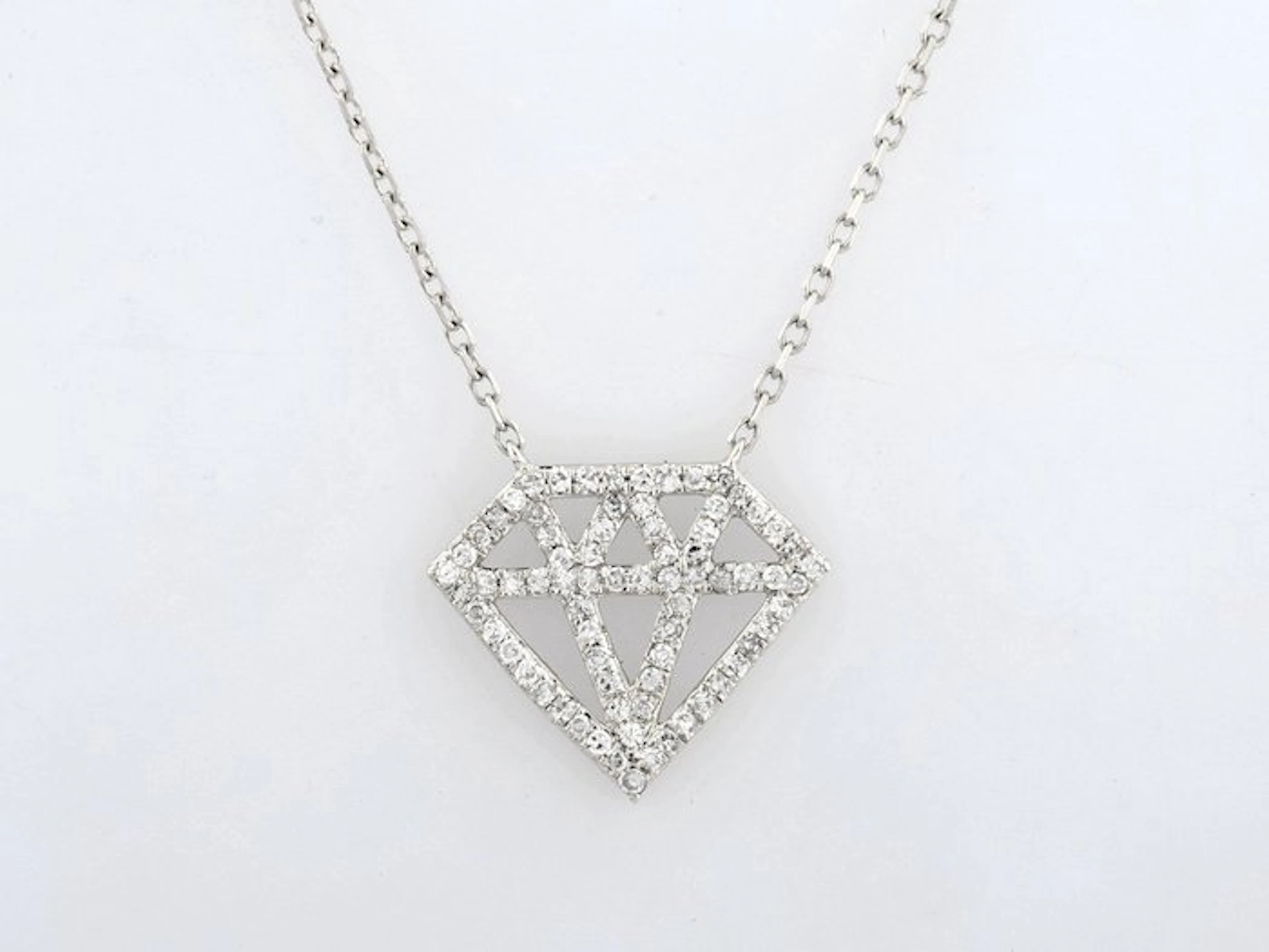 Necklace - 14 kt. White gold - 0.14ct. tw. Diamond (Natural)