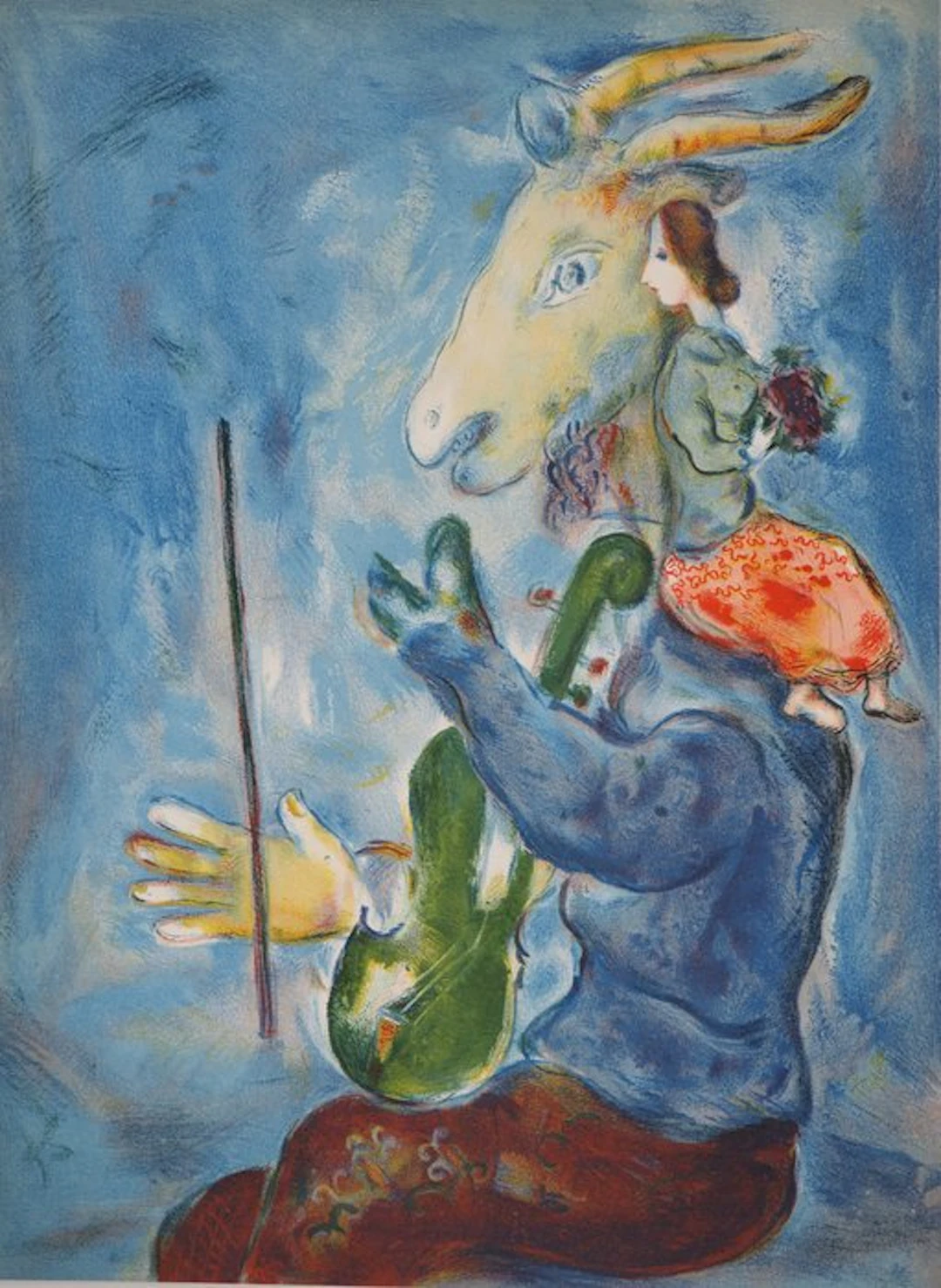 Marc Chagall (1887-1985) - Chèvre musicienne et femme au bouquet